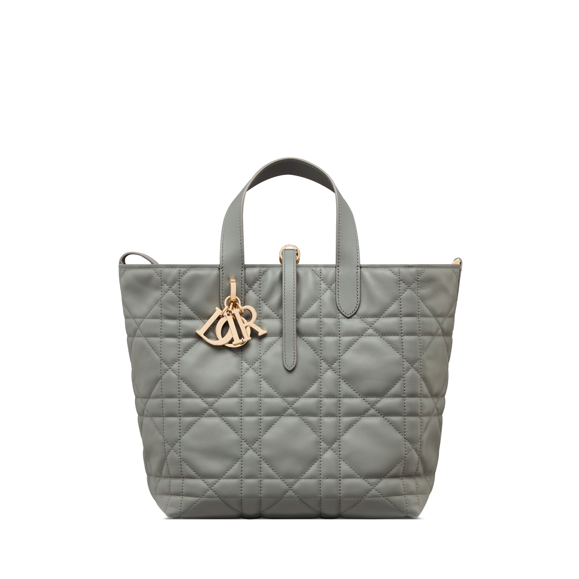 中号 Dior Toujours 竖版手袋 岩石灰色牛皮革超大藤格纹 E01