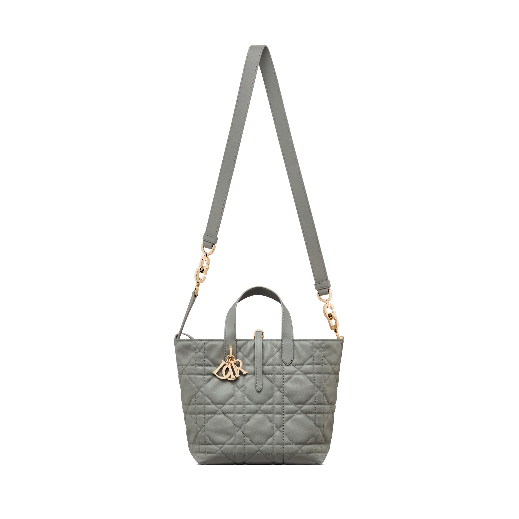 中号 Dior Toujours 竖版手袋 岩石灰色牛皮革超大藤格纹 E07