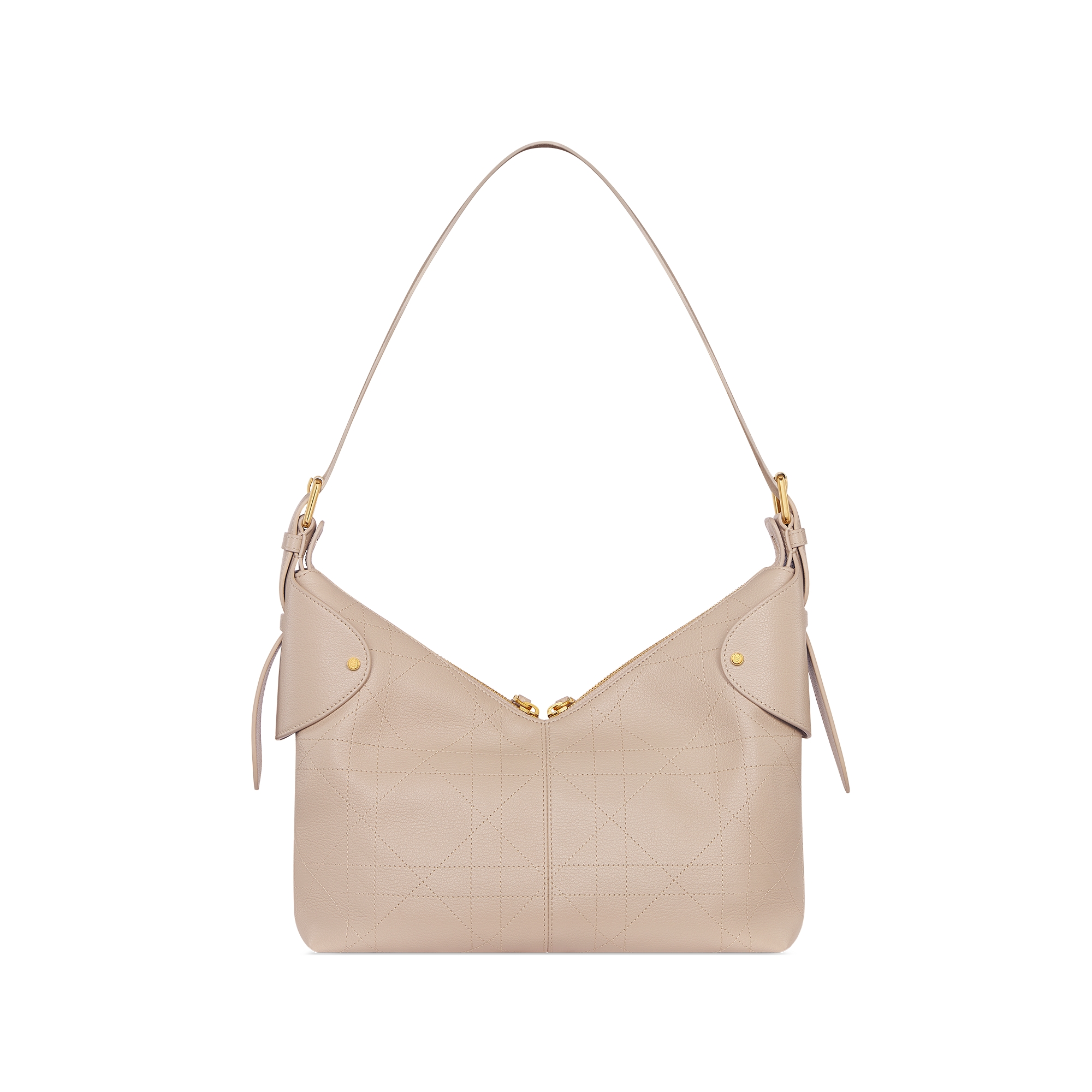 中号 Dior Voyage 手袋 胭脂米色粒面牛皮革扁平超大藤格纹 E08