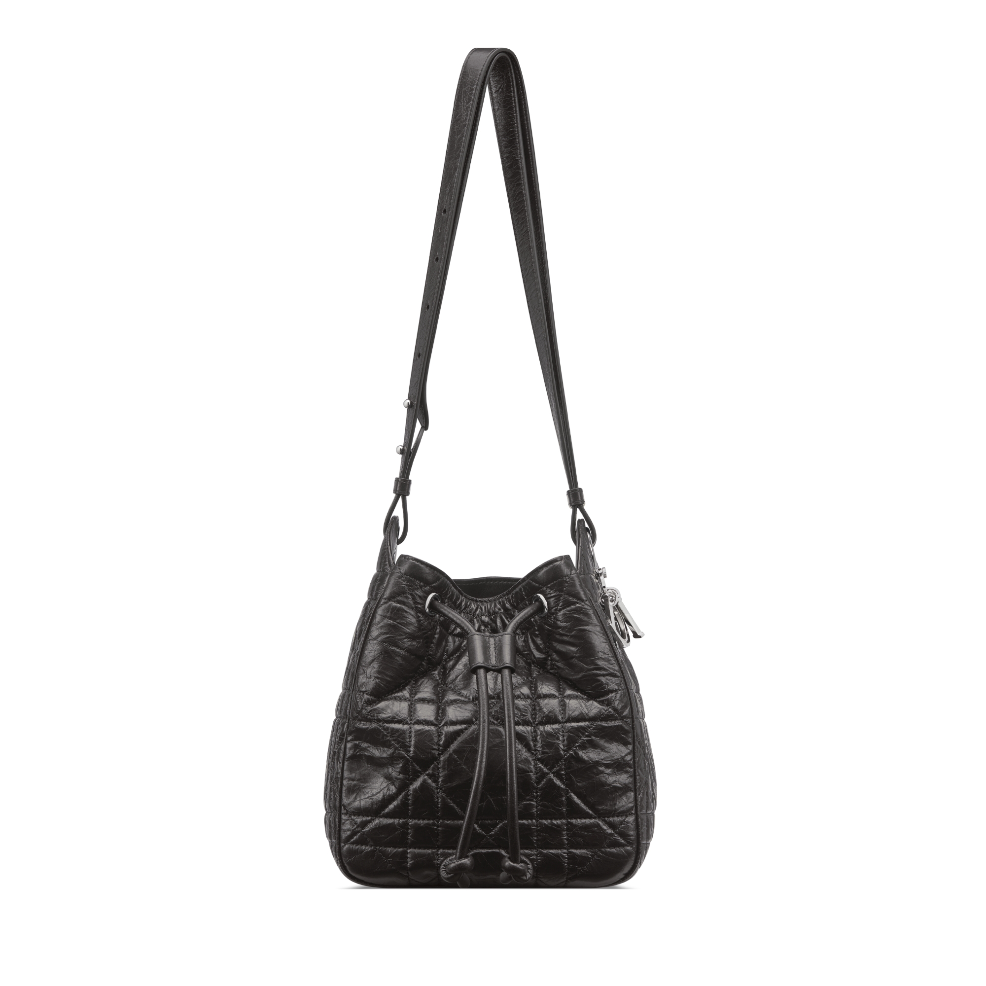 小号 D-Motion 手袋 黑色褶皱牛皮革超大藤格纹 E01