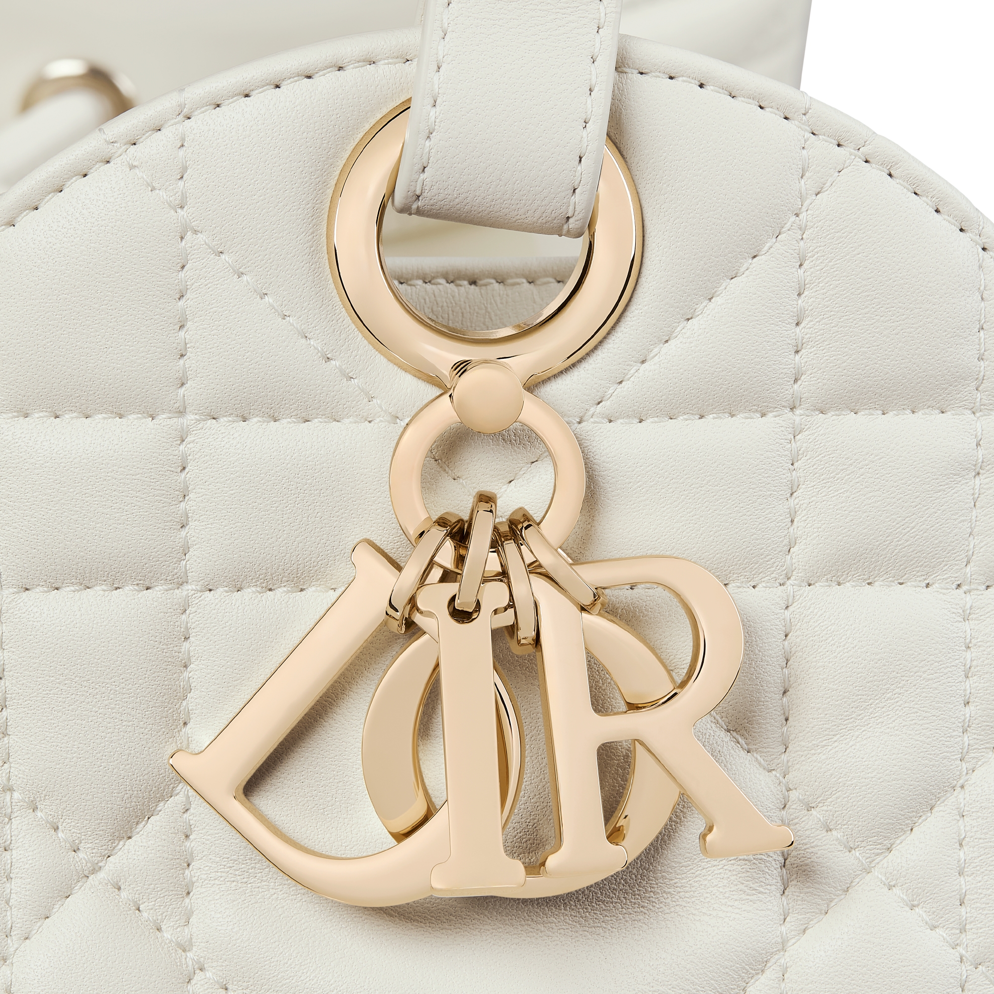 中号 D-Motion 手袋 象牙色羊皮革超大藤格纹 E09