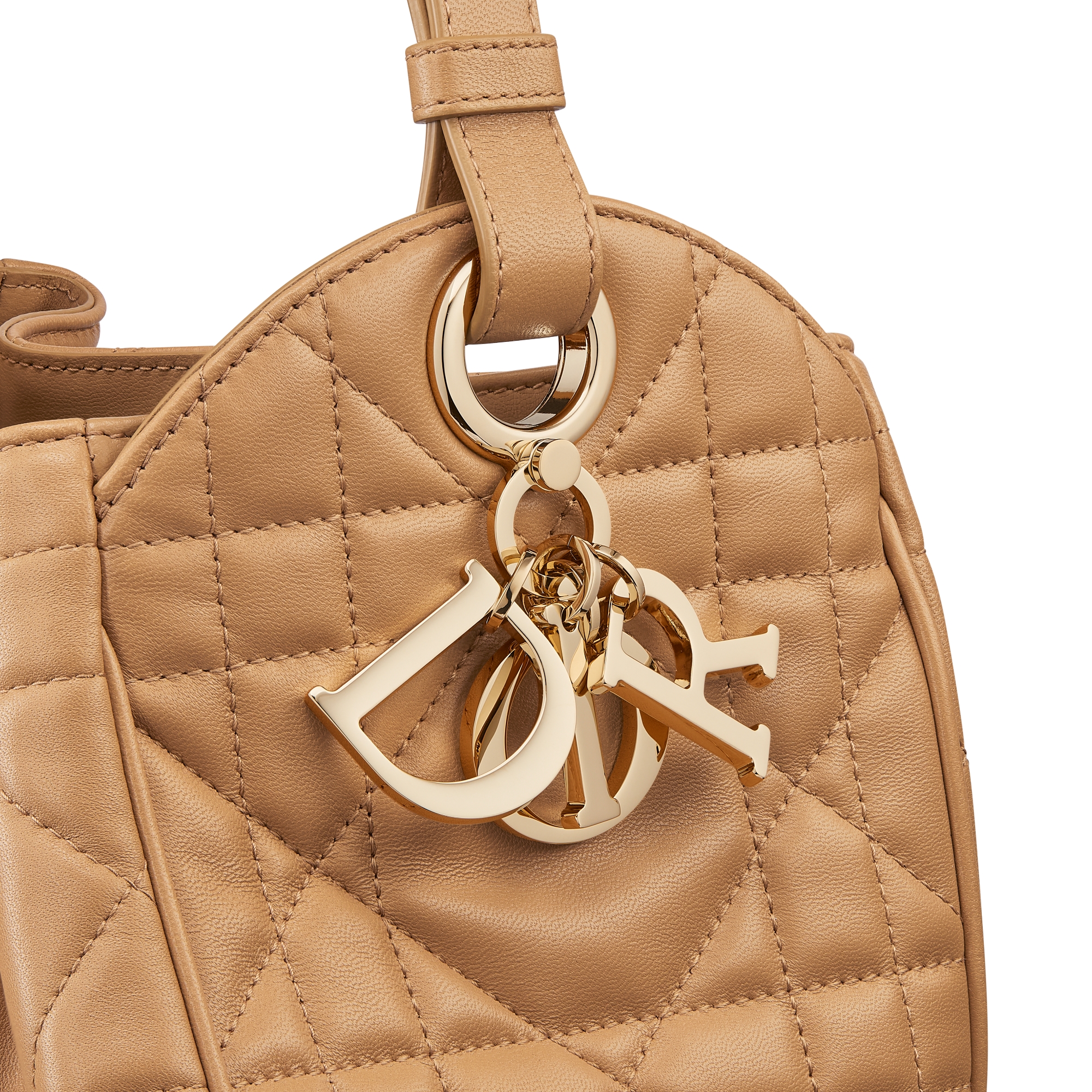 中号 D-Motion 手袋 浅金色调羊皮革超大藤格纹 E09