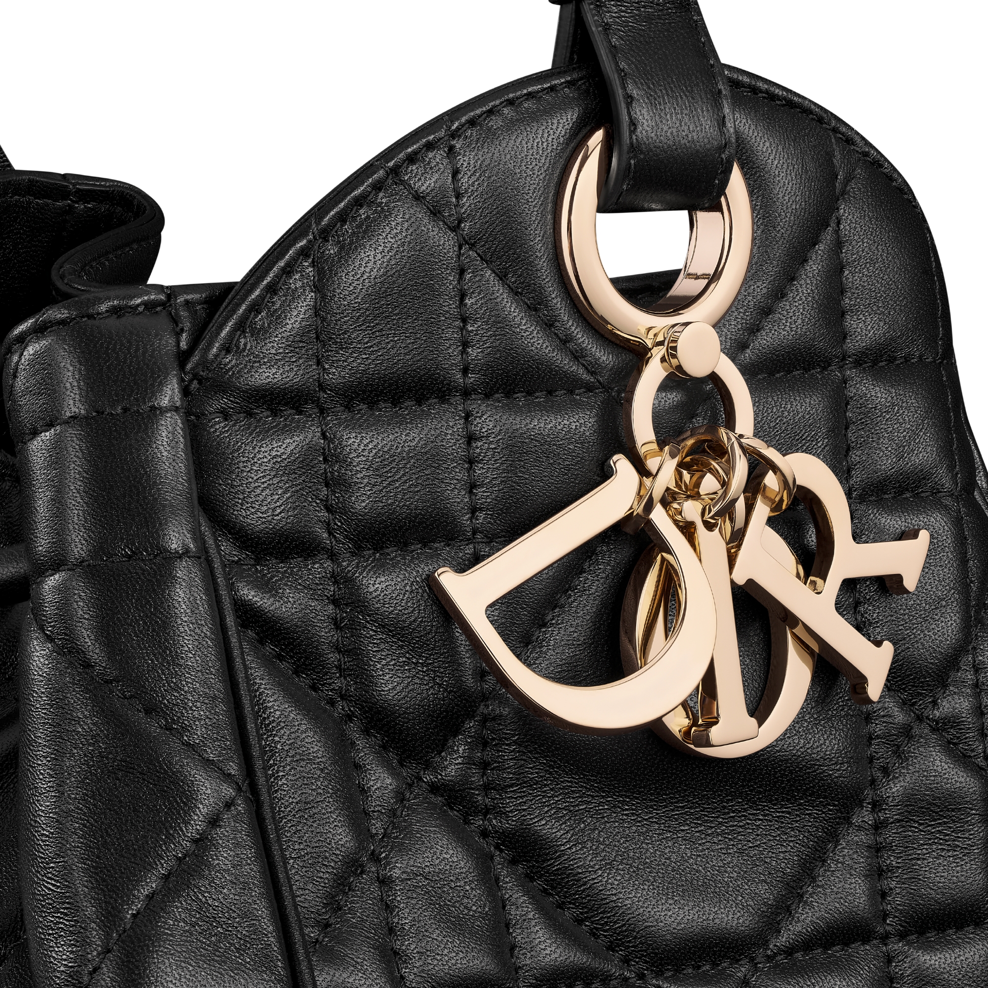 中号 D-Motion 手袋 黑色羊皮革超大藤格纹 E09