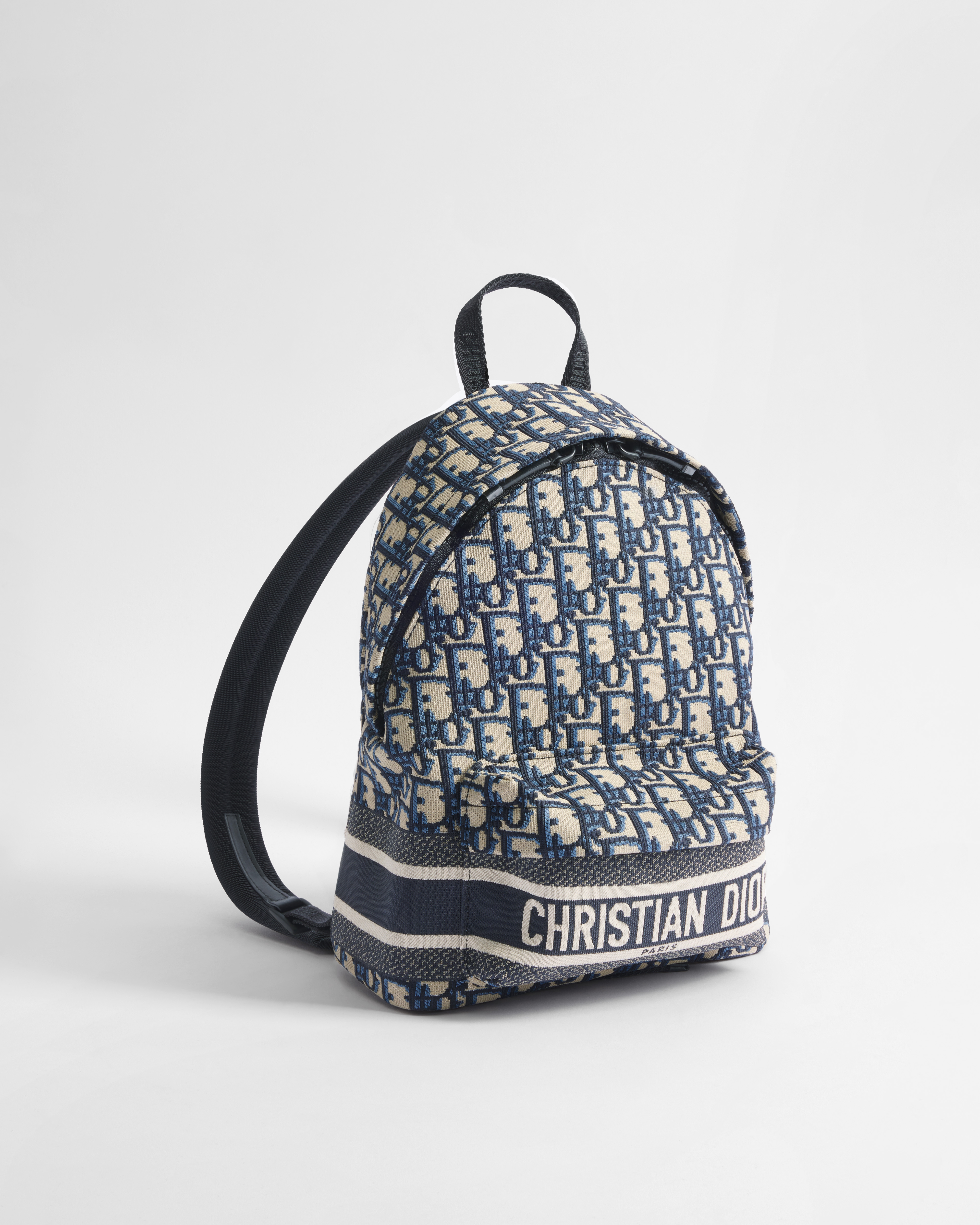 小号 DiorTravel 双肩背包 蓝色 Oblique 印花科技面料 E03