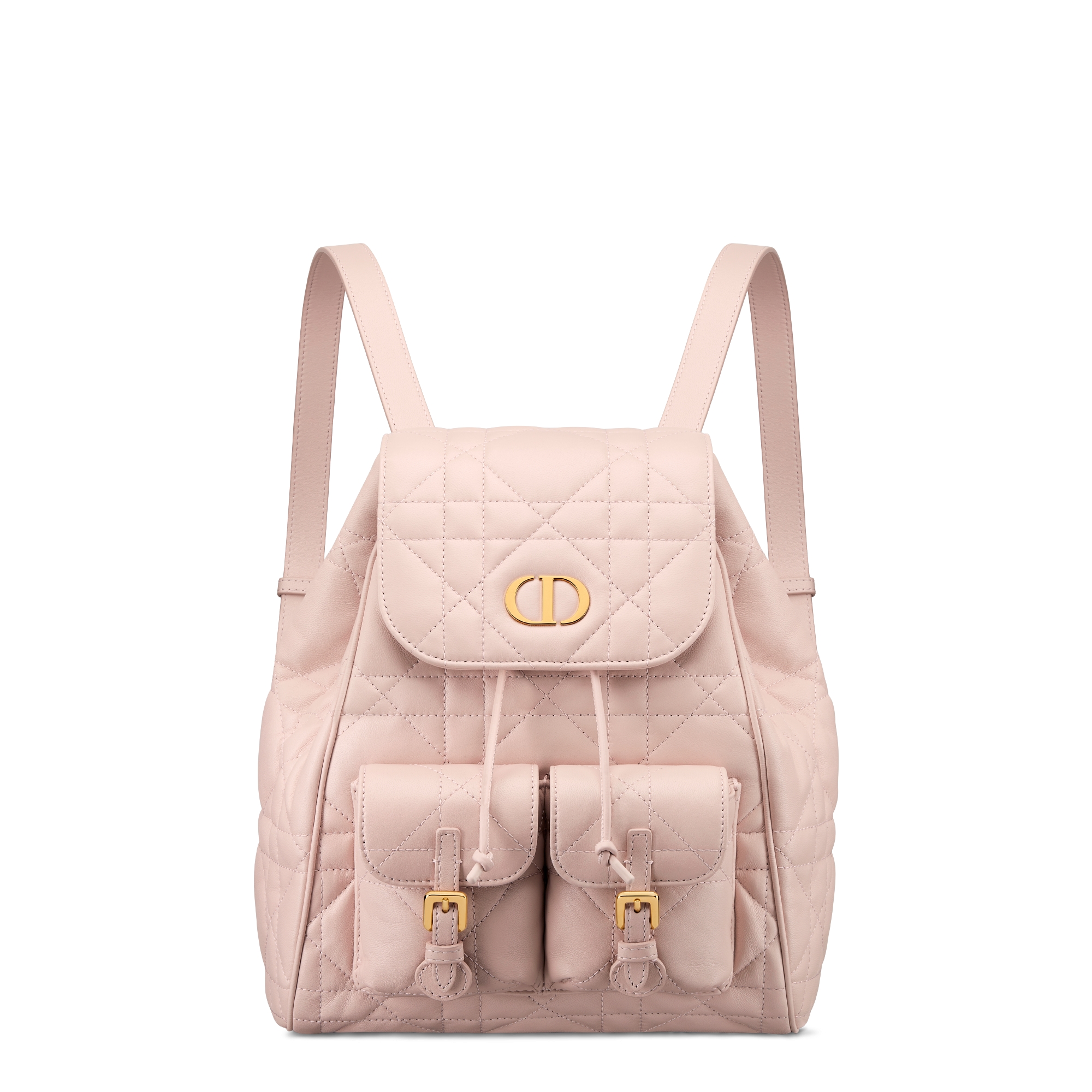 中号 Dior Caro 双肩背包 胭脂粉色羊皮革超大藤格纹 E01