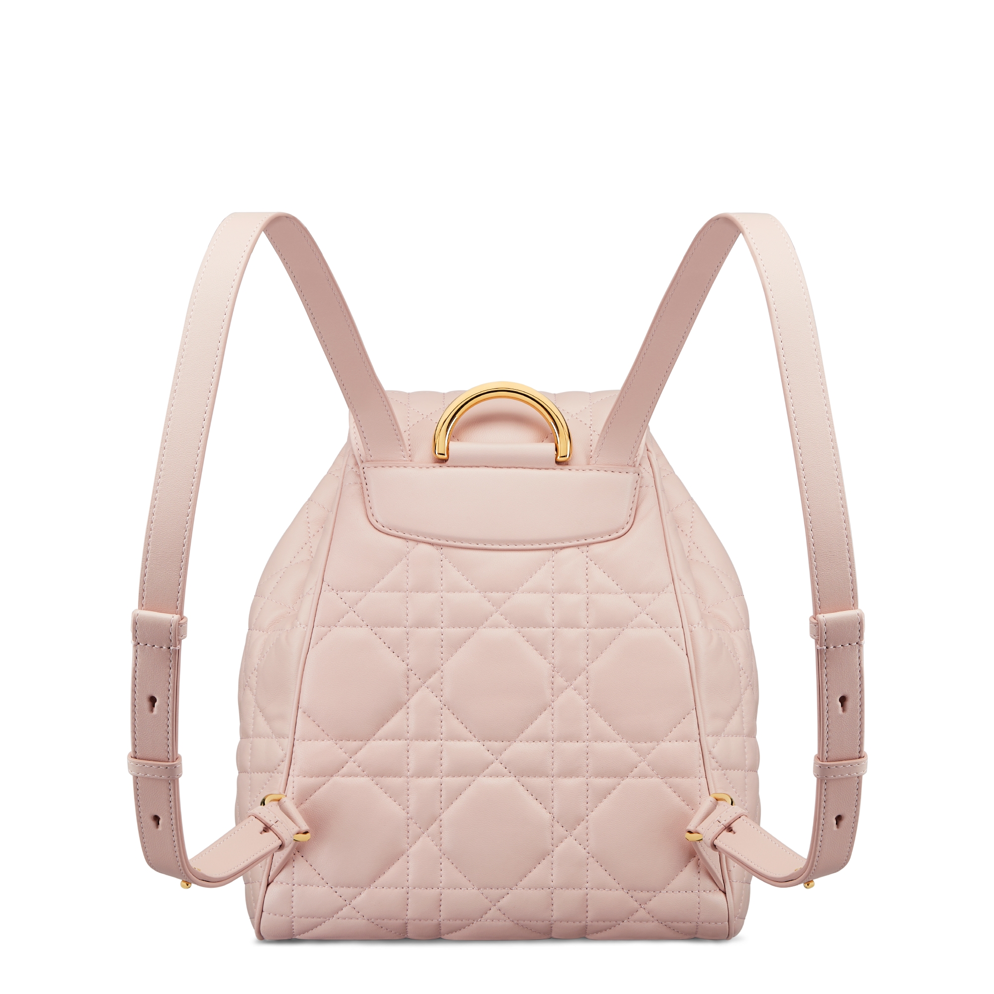 中号 Dior Caro 双肩背包 胭脂粉色羊皮革超大藤格纹 E08