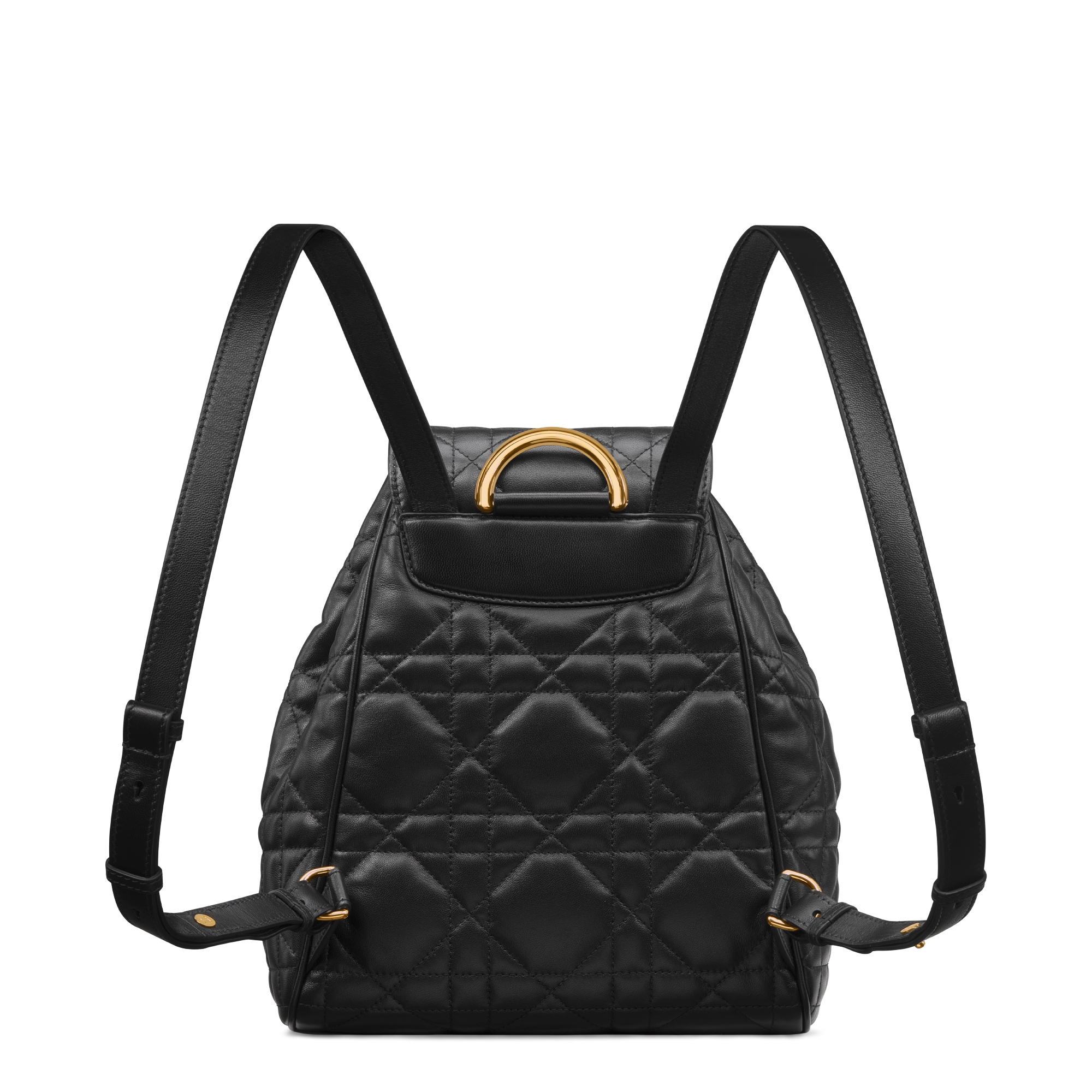 中号 Dior Caro 双肩背包 黑色羊皮革超大藤格纹 E08