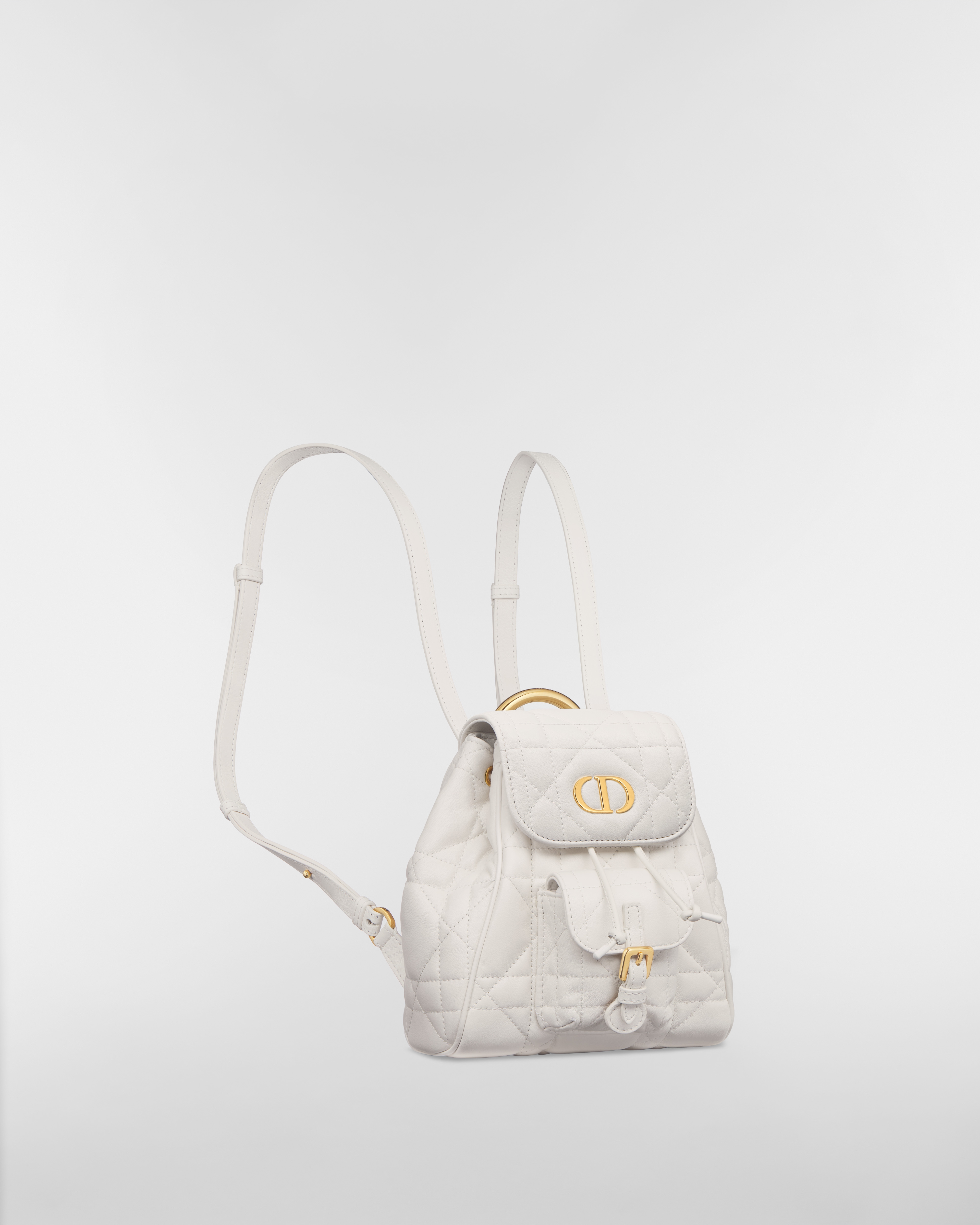 小号 Dior Caro 双肩背包 奶白色羊皮革超大藤格纹 E03