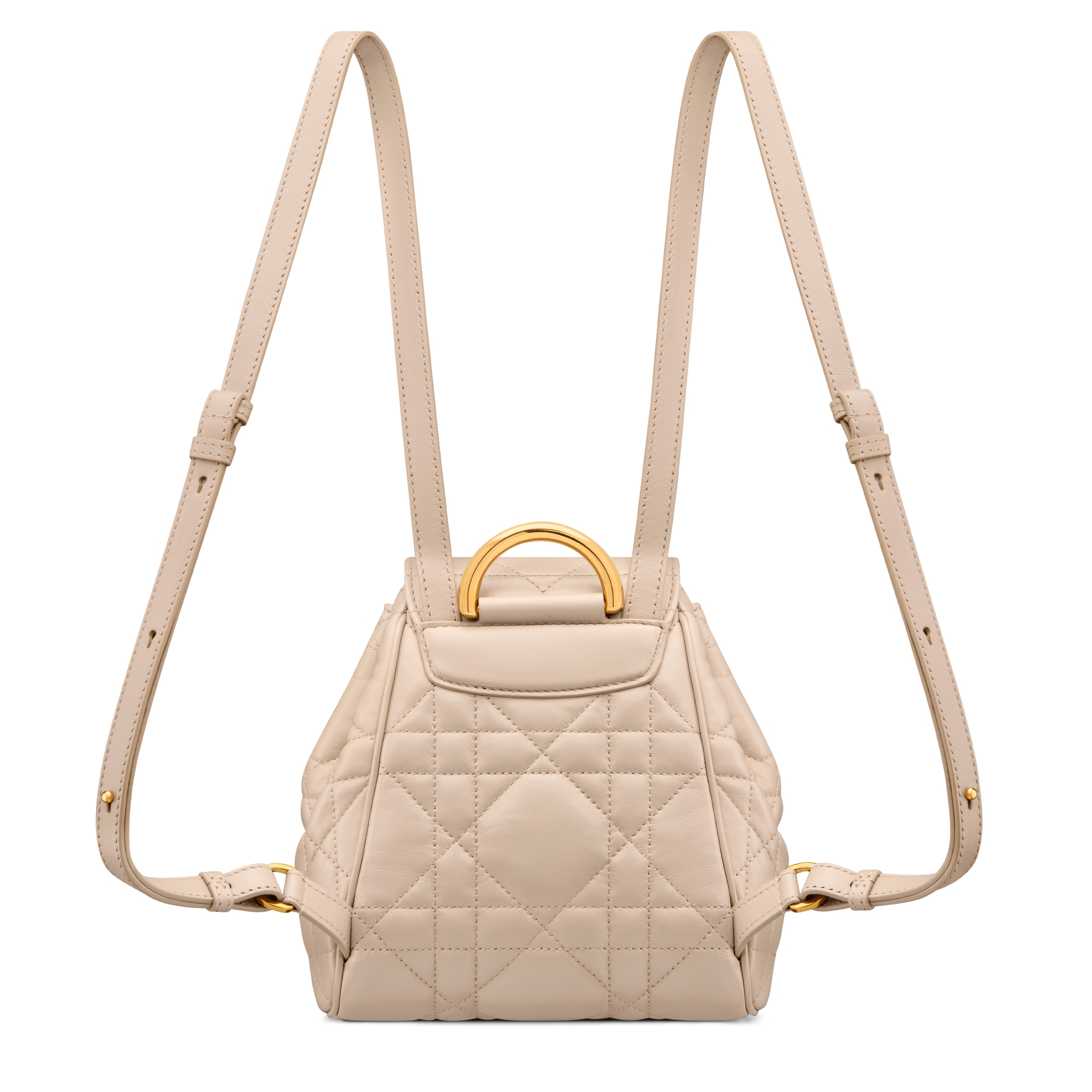 小号 Dior Caro 双肩背包 胭脂米色羊皮革超大藤格纹 E08