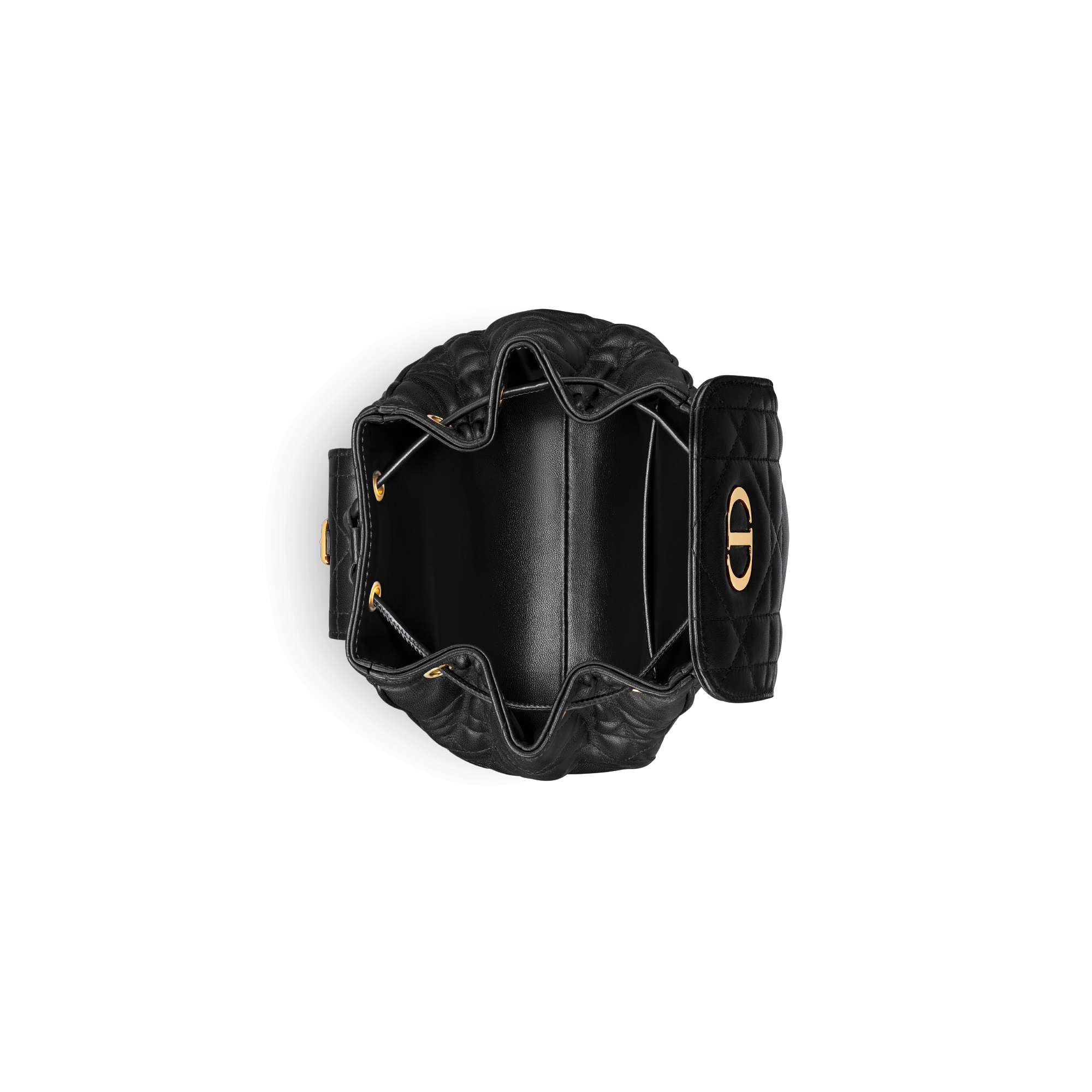 小号 Dior Caro 双肩背包 黑色羊皮革超大藤格纹 E06