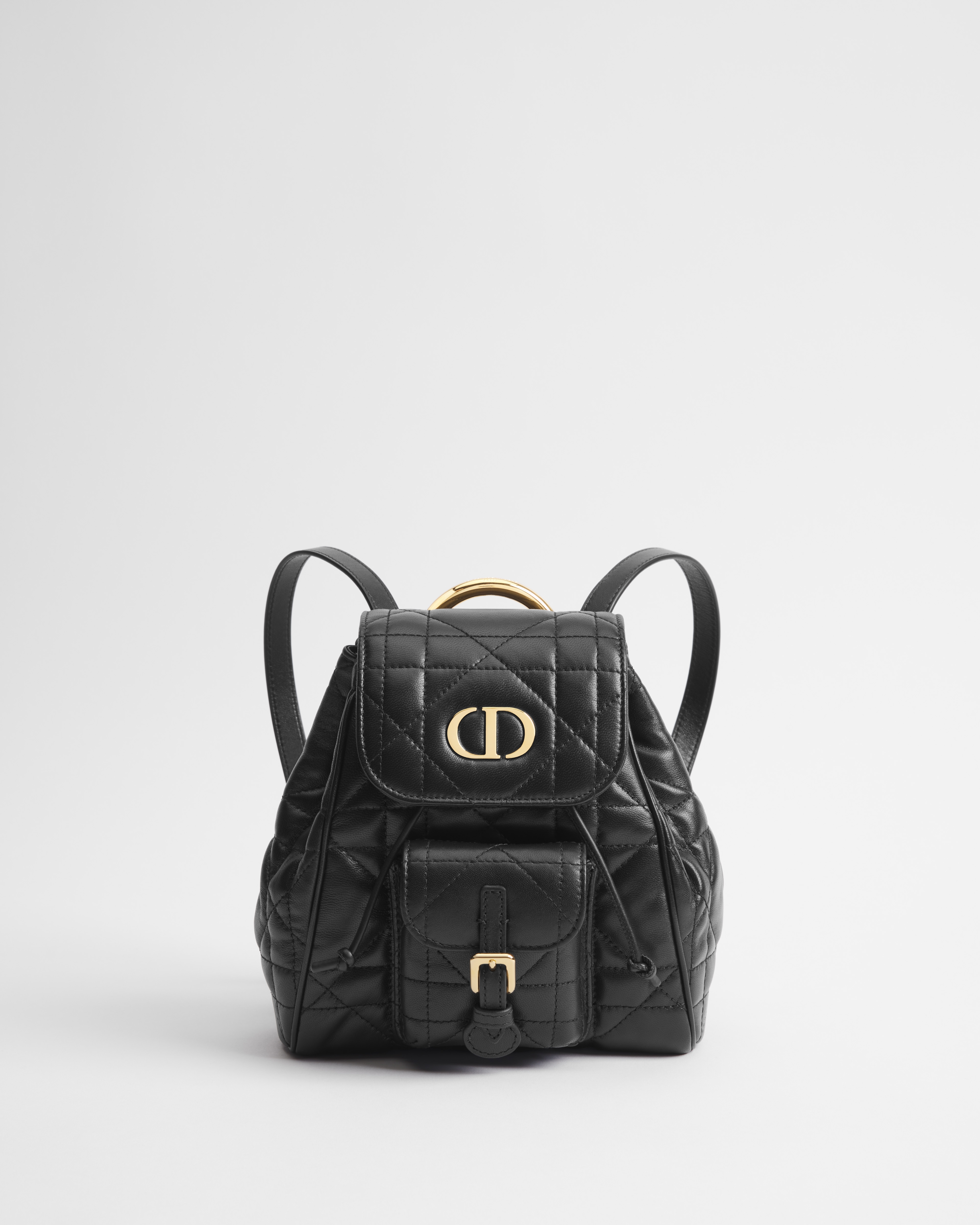 小号 Dior Caro 双肩背包 黑色羊皮革超大藤格纹 E01