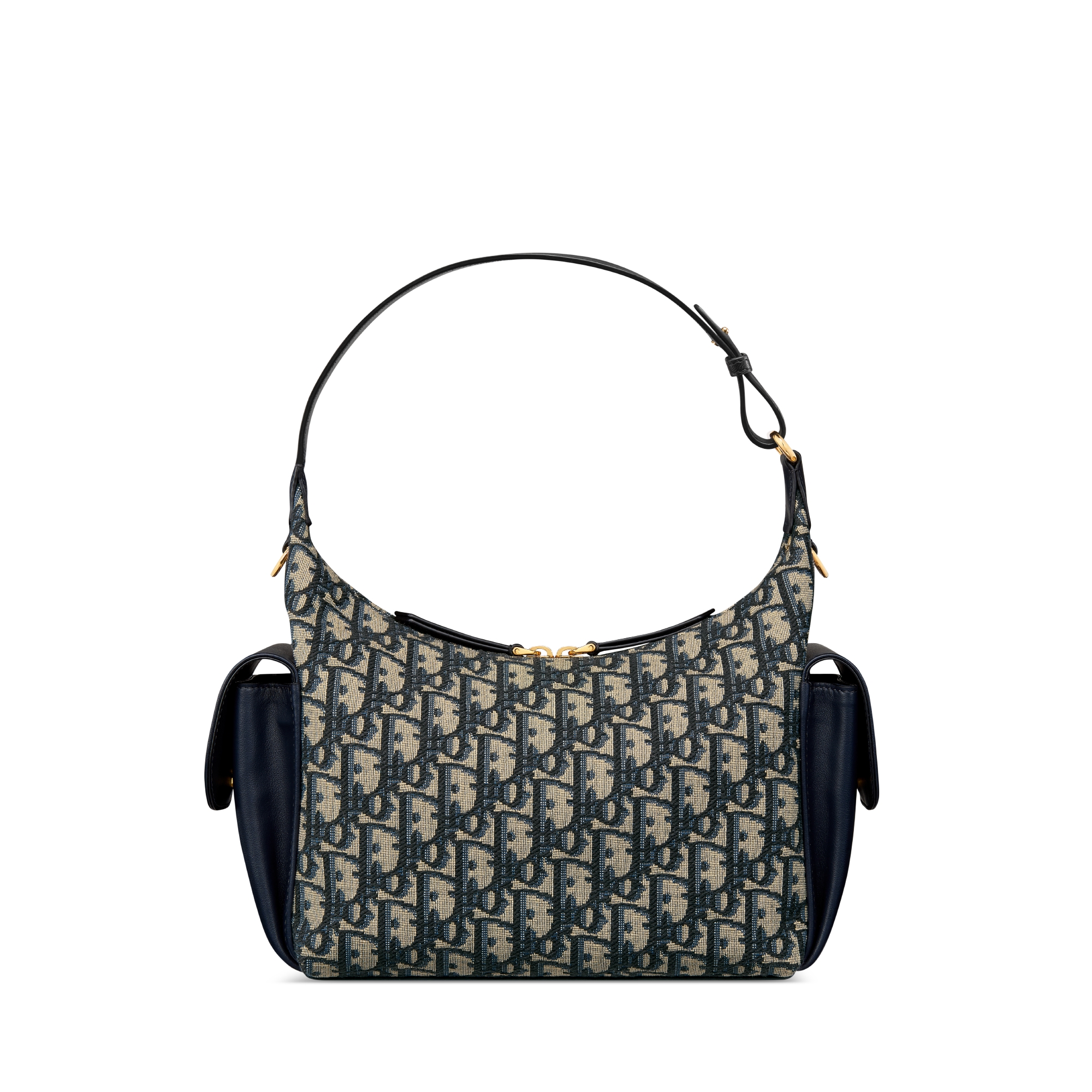 中号 D-Dream 手袋 蓝色 Oblique 印花面料和光滑牛皮革 E08