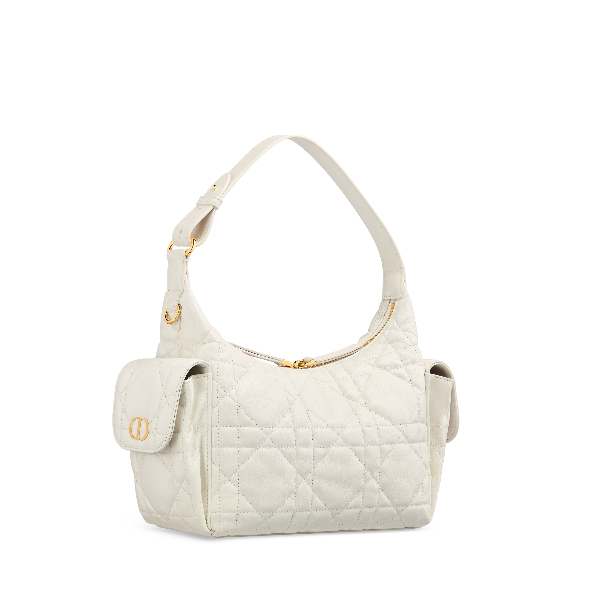 中号 D-Dream 手袋 奶白色羊皮革超大藤格纹 E03