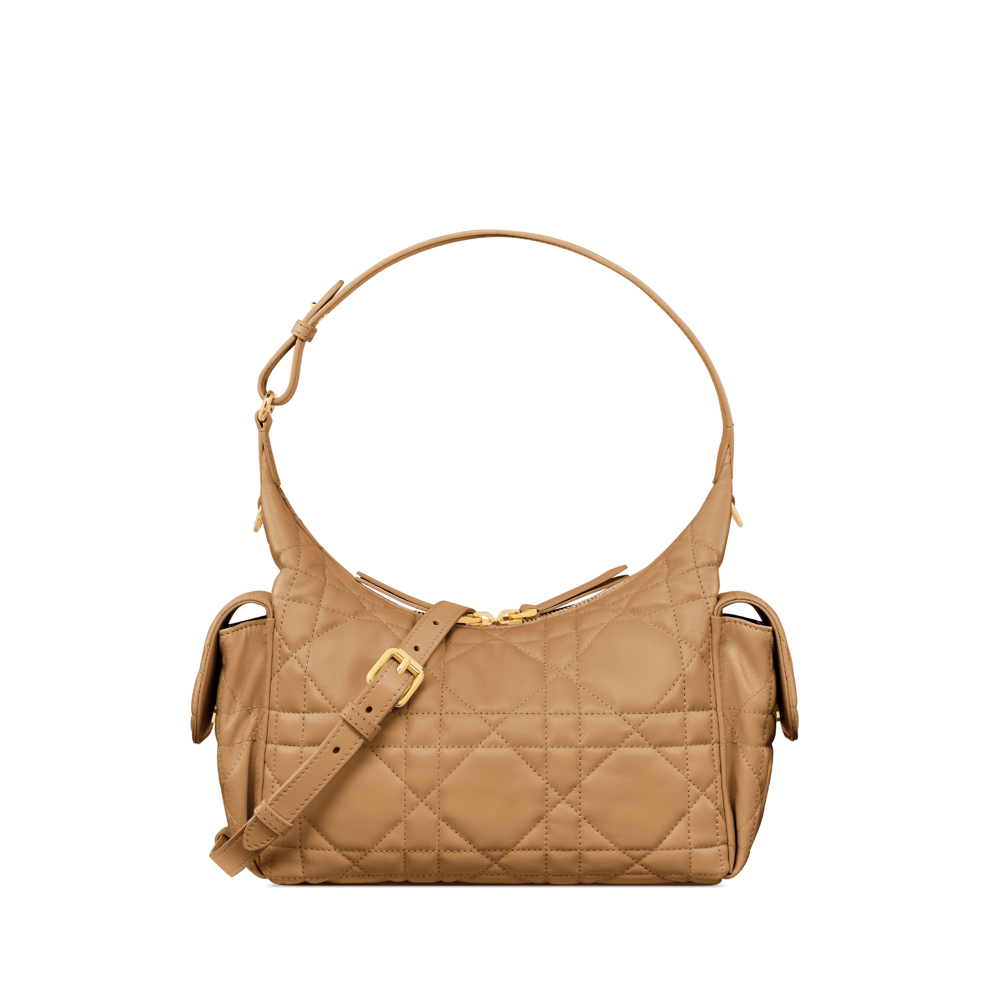 中号 D-Dream 手袋 浅金色调羊皮革超大藤格纹 E01