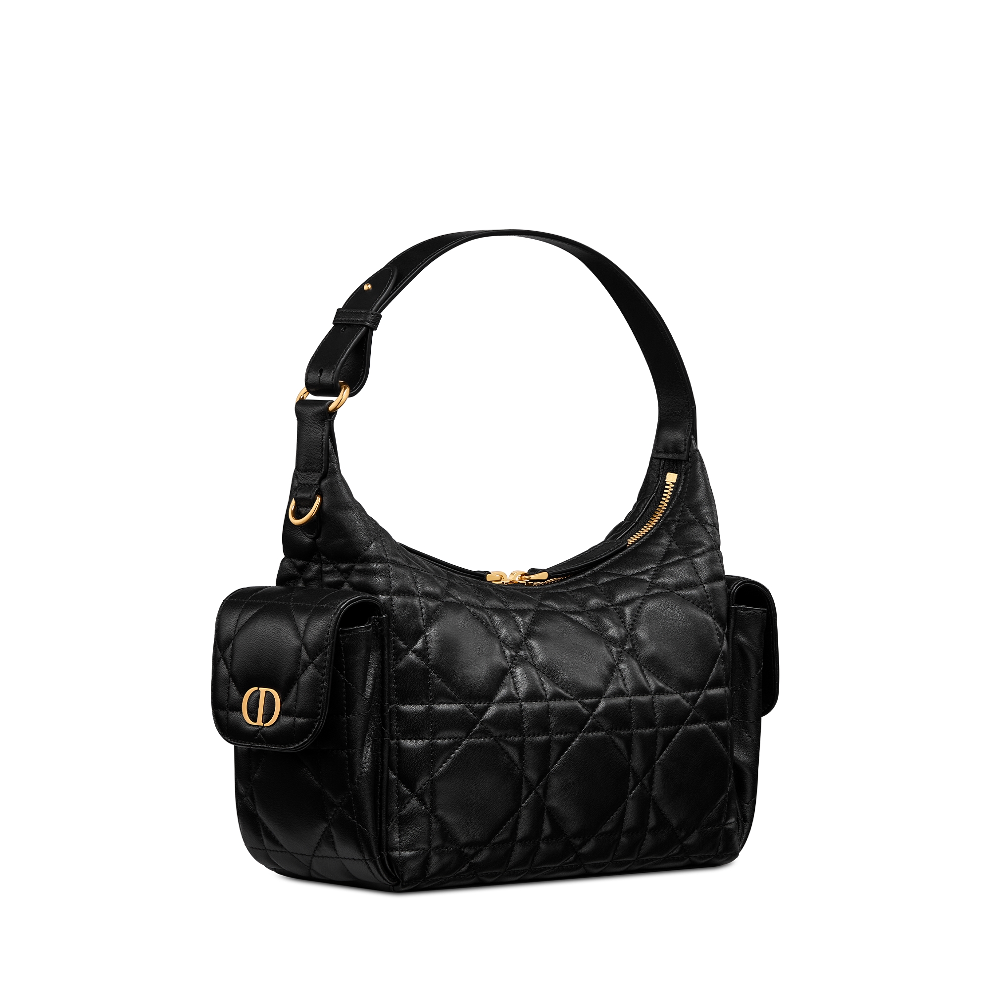 中号 D-Dream 手袋 黑色羊皮革超大藤格纹 E03