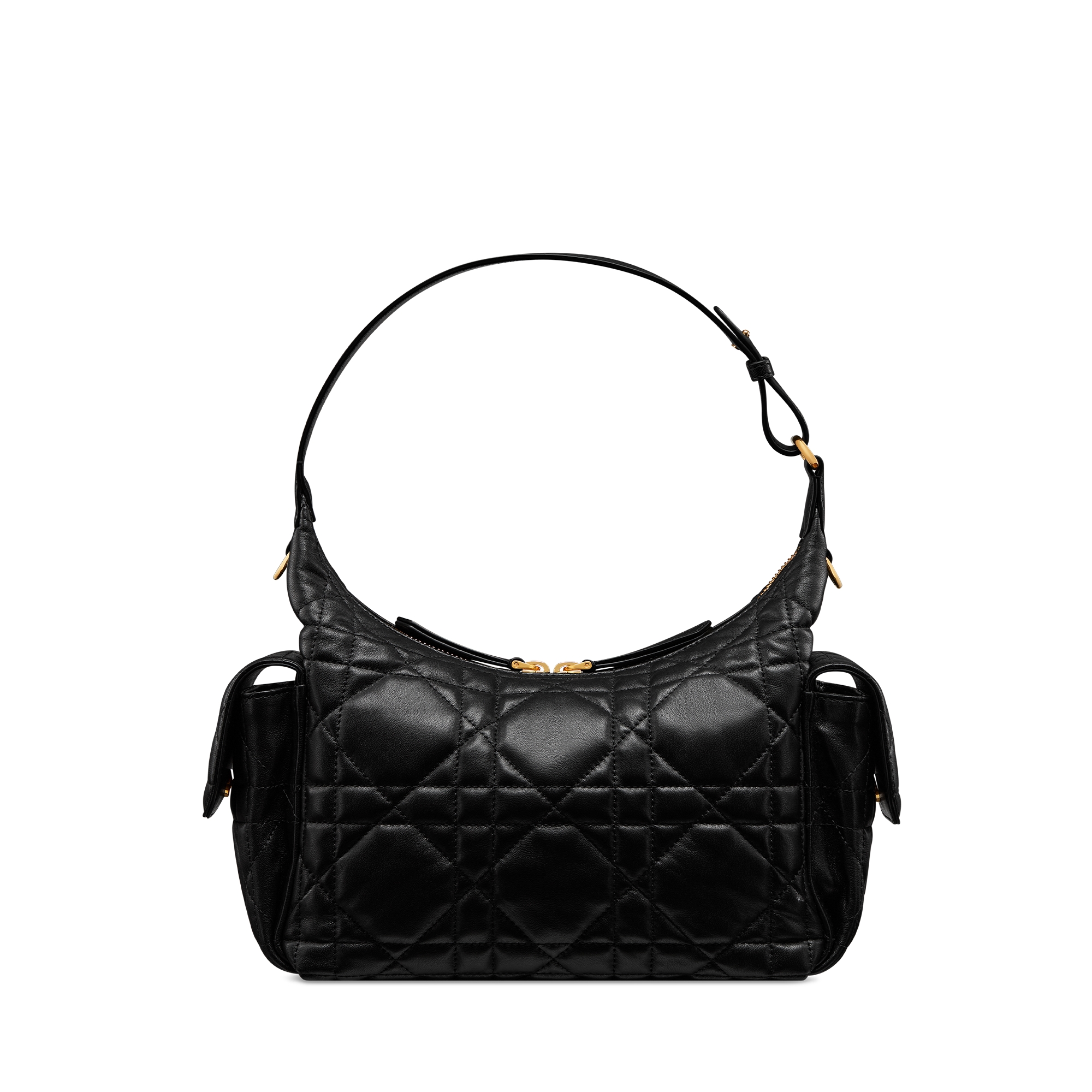 中号 D-Dream 手袋 黑色羊皮革超大藤格纹 E08