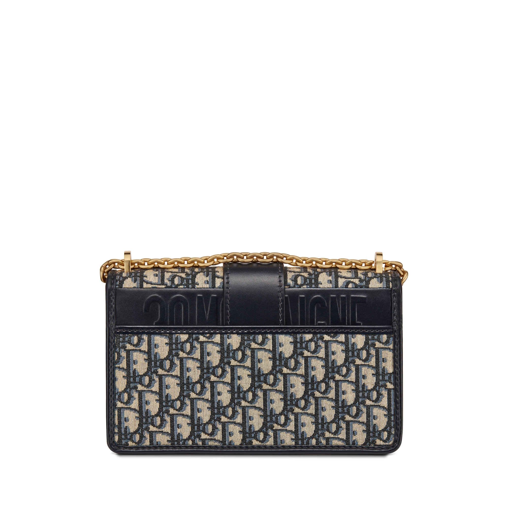 30 Montaigne 链条包 蓝色 Oblique 印花面料 E08