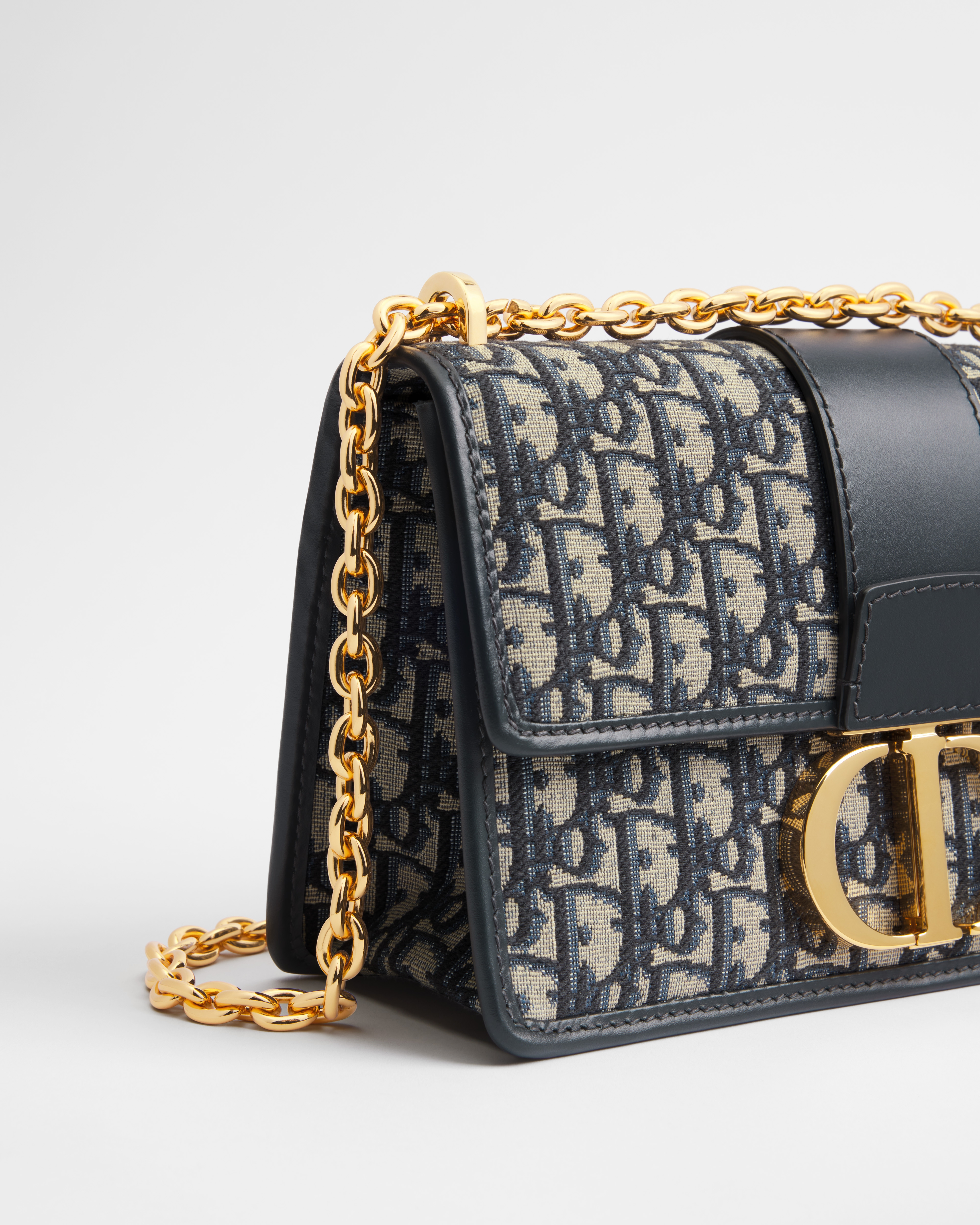 30 Montaigne 链条包 蓝色 Oblique 印花面料 E09