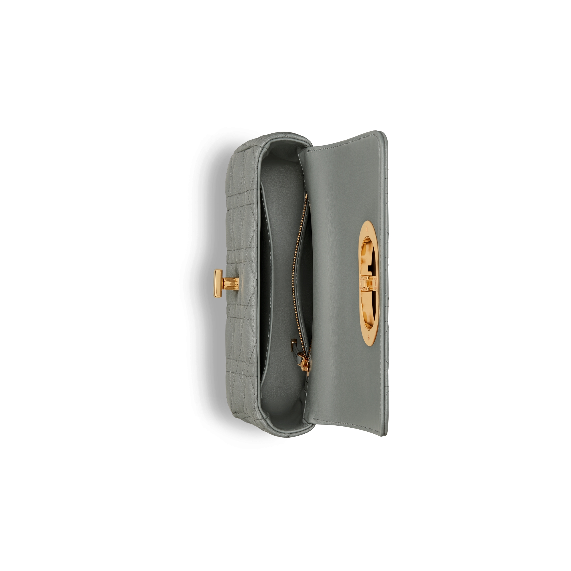 小号 Dior Caro 手袋 岩石灰色柔软牛皮革藤格纹 E06