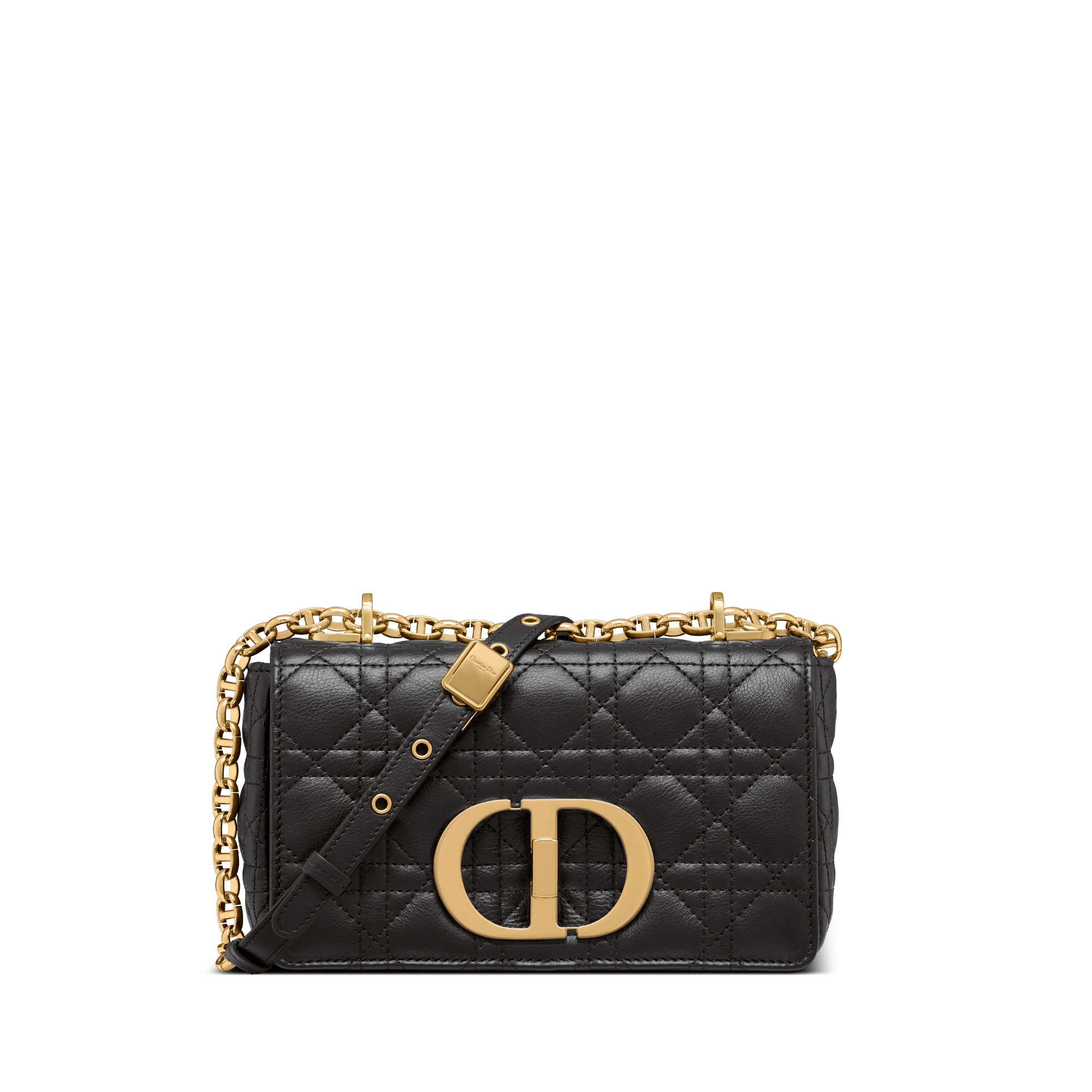 小号 Dior Caro 手袋 黑色柔软牛皮革藤格纹 E01