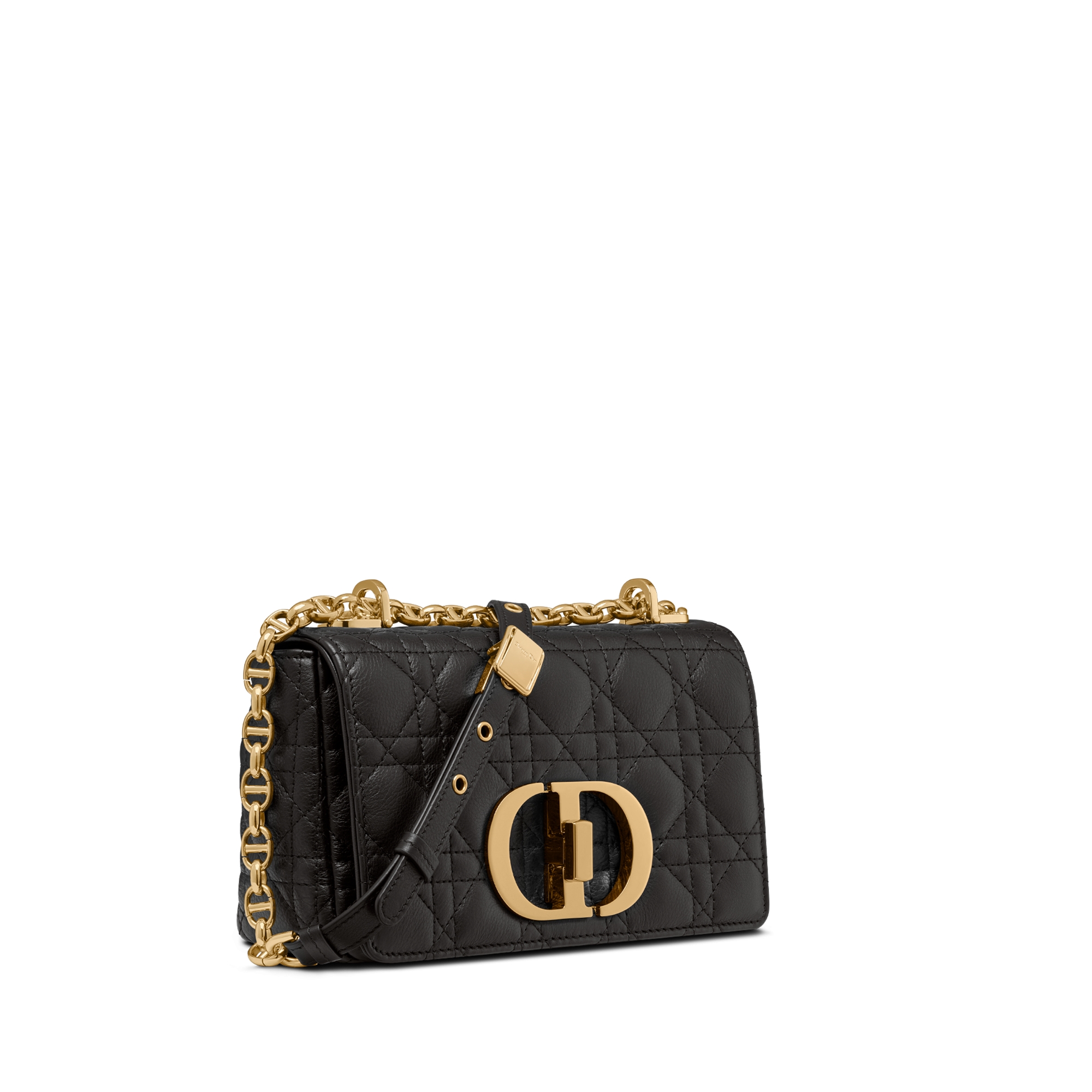 小号 Dior Caro 手袋 黑色柔软牛皮革藤格纹 E03