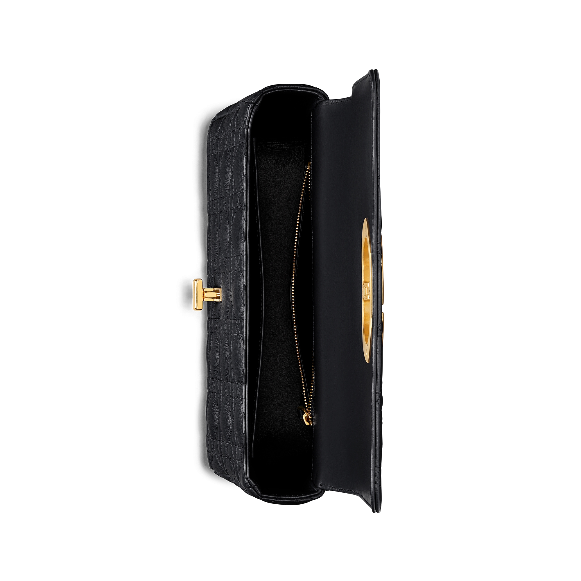 中号 Dior Caro 手袋 黑色柔软牛皮革藤格纹 E06