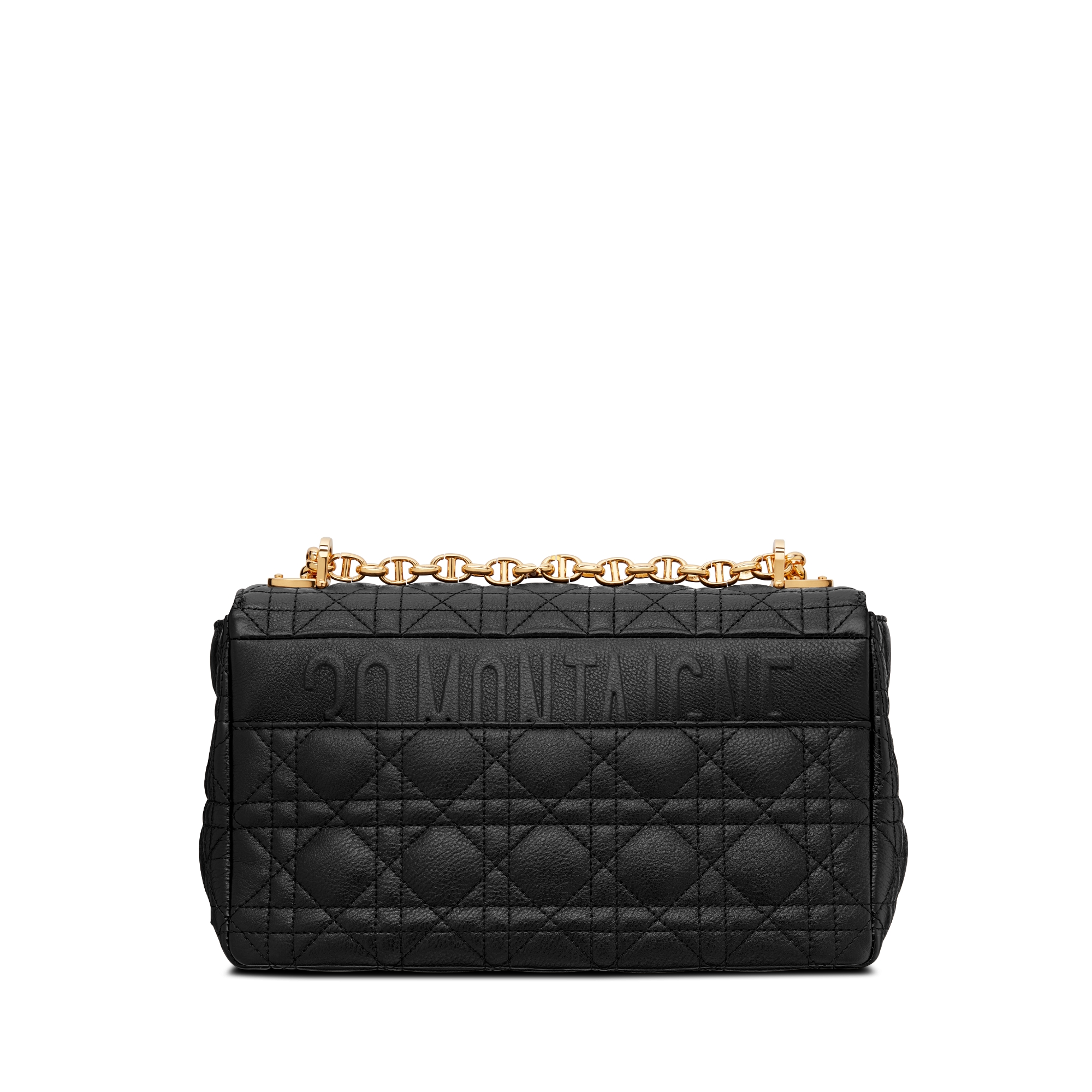 中号 Dior Caro 手袋 黑色柔软牛皮革藤格纹 E08