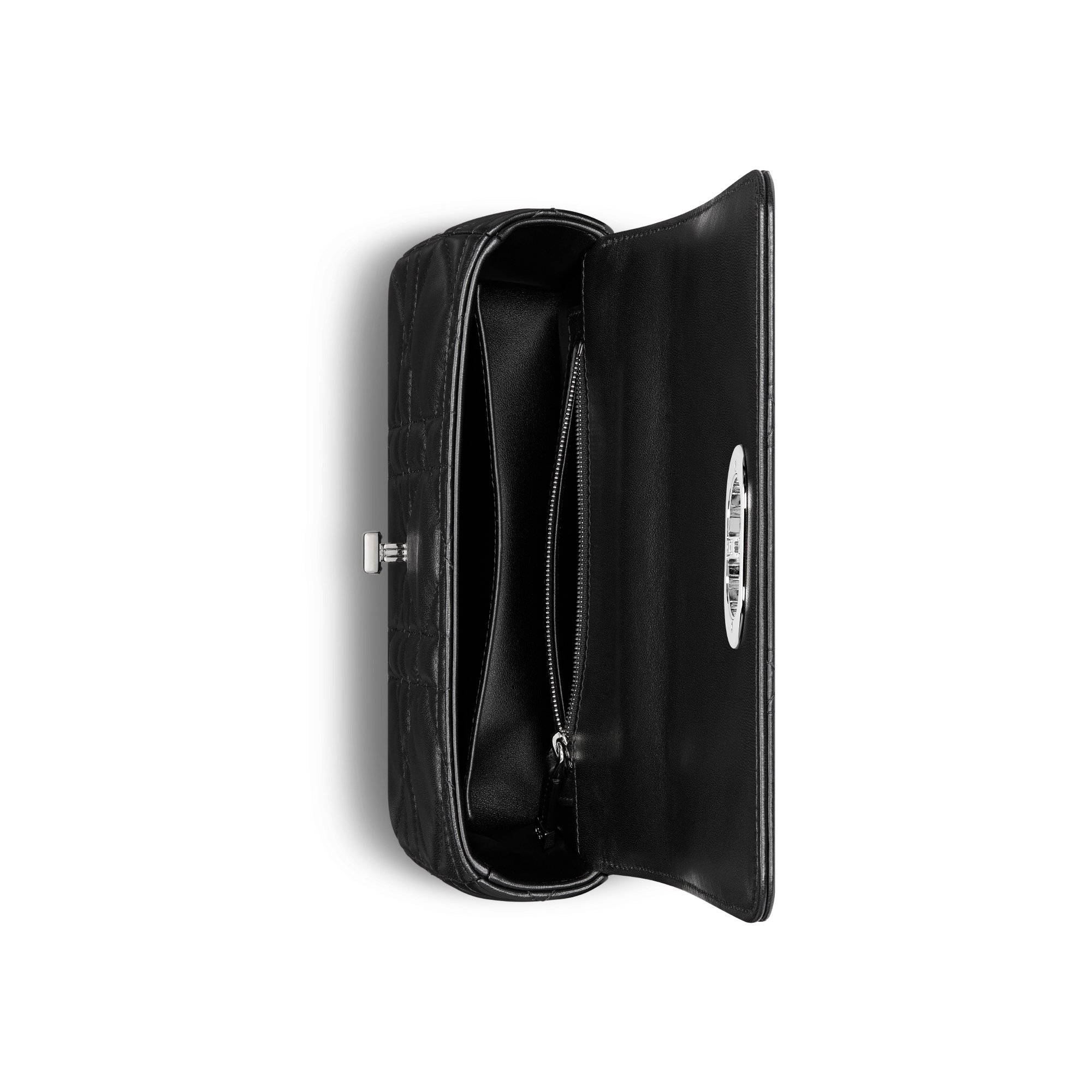 小号 Soft Dior Caro 手袋 黑色羊皮革超大藤格纹 E06