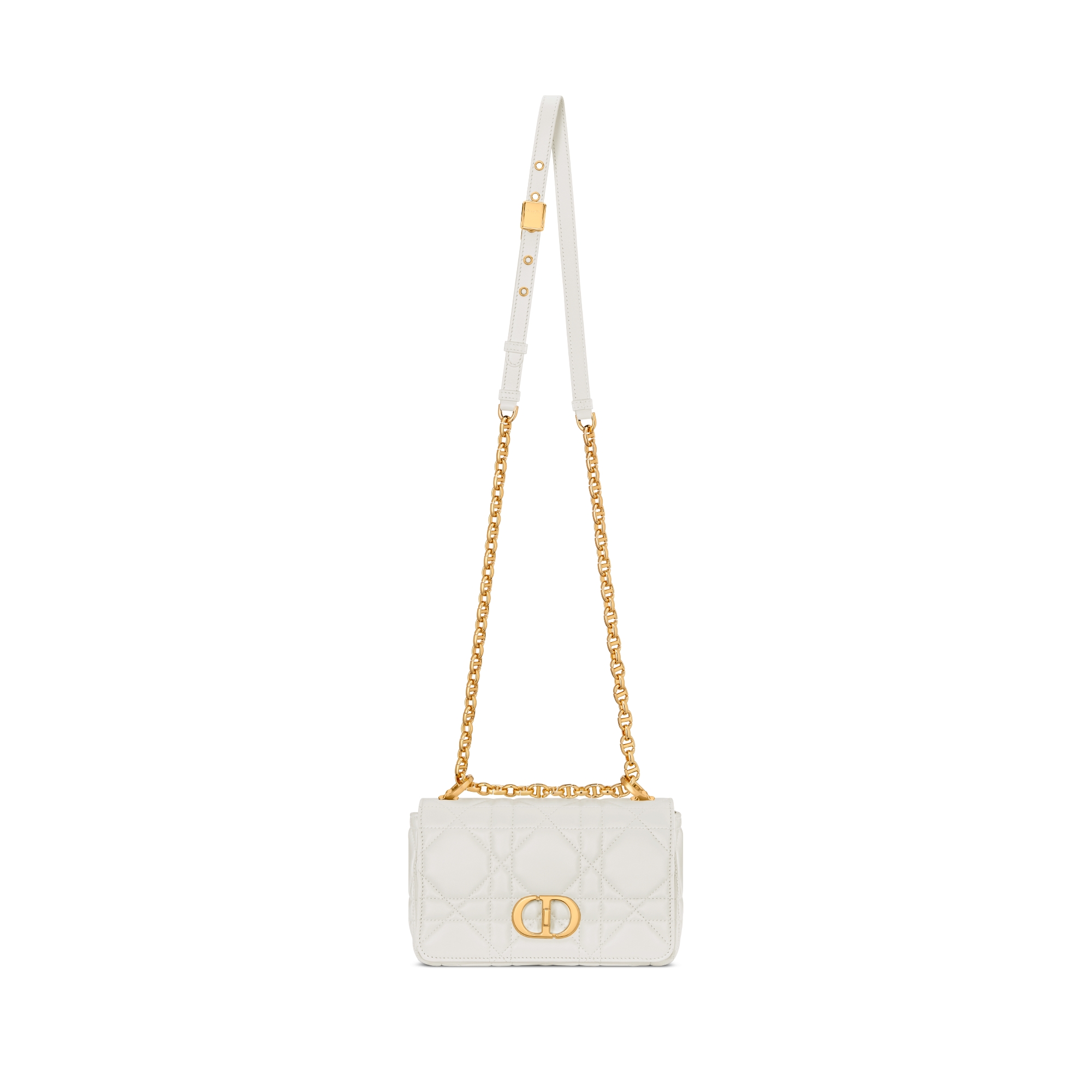 小号 Soft Dior Caro 手袋 奶白色羊皮革超大藤格纹 E07