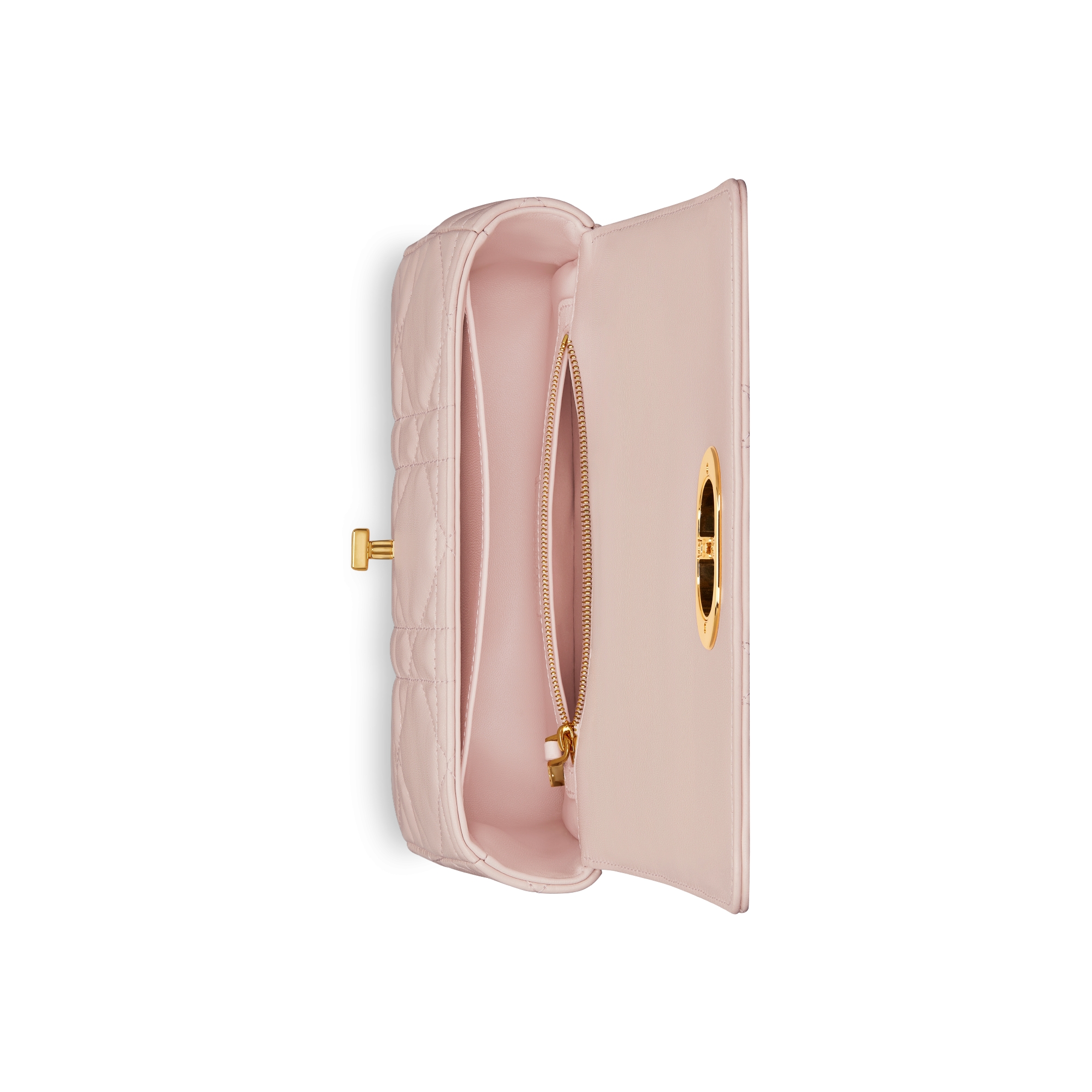 小号 Soft Dior Caro 手袋 胭脂粉色羊皮革超大藤格纹 E06