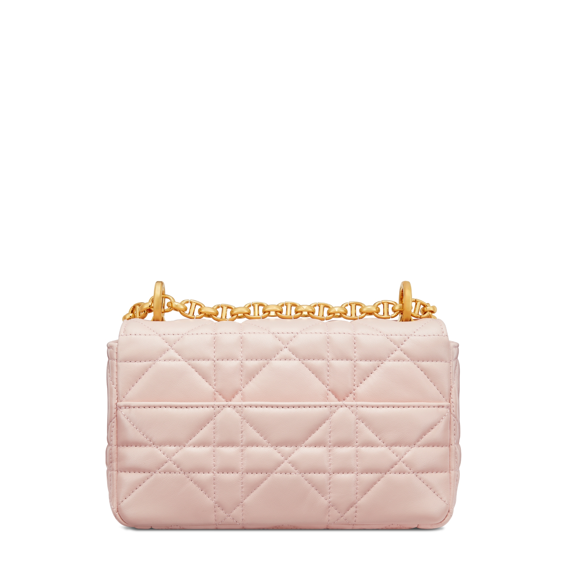 小号 Soft Dior Caro 手袋 胭脂粉色羊皮革超大藤格纹 E08