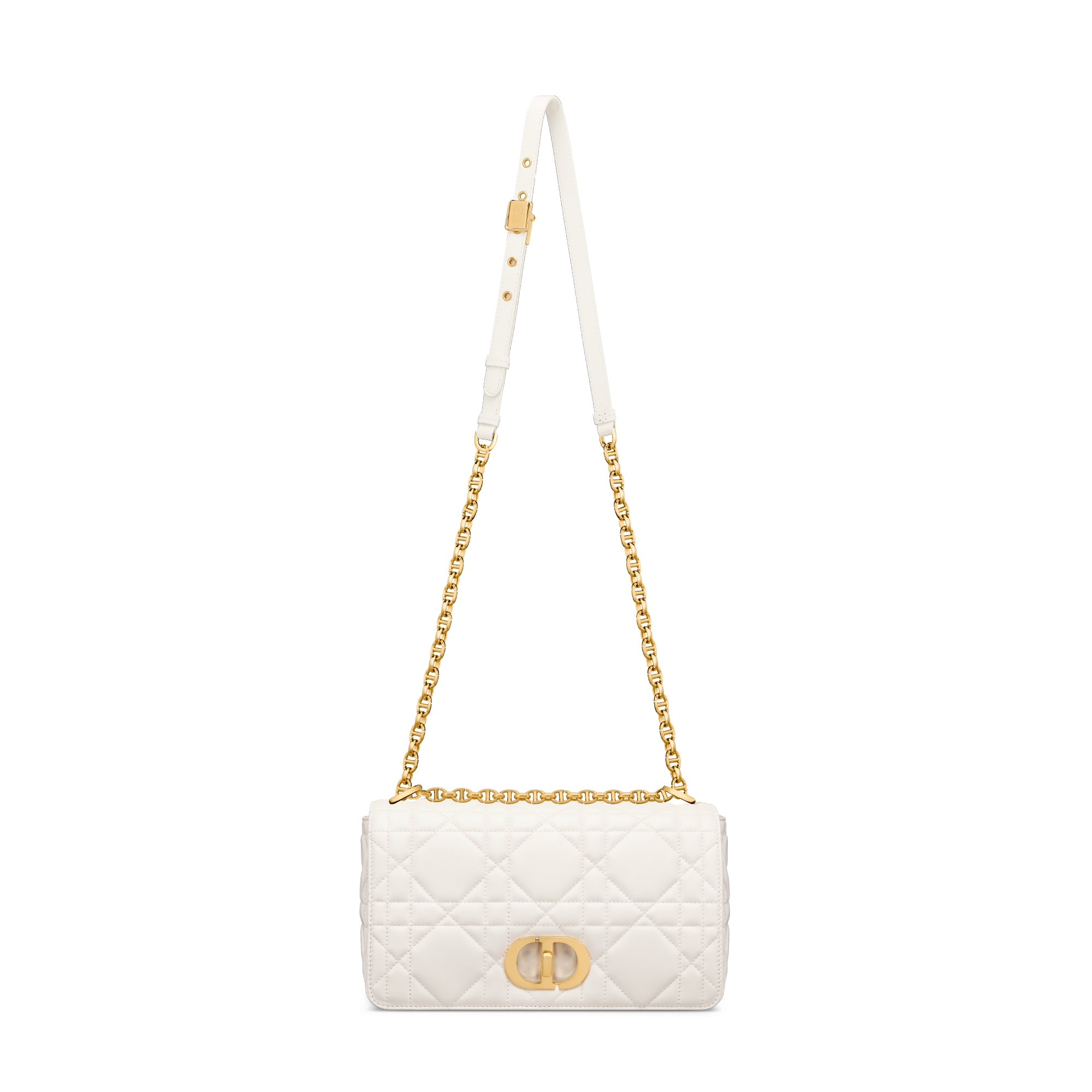 中号 Soft Dior Caro 手袋 奶白色羊皮革超大藤格纹 E07