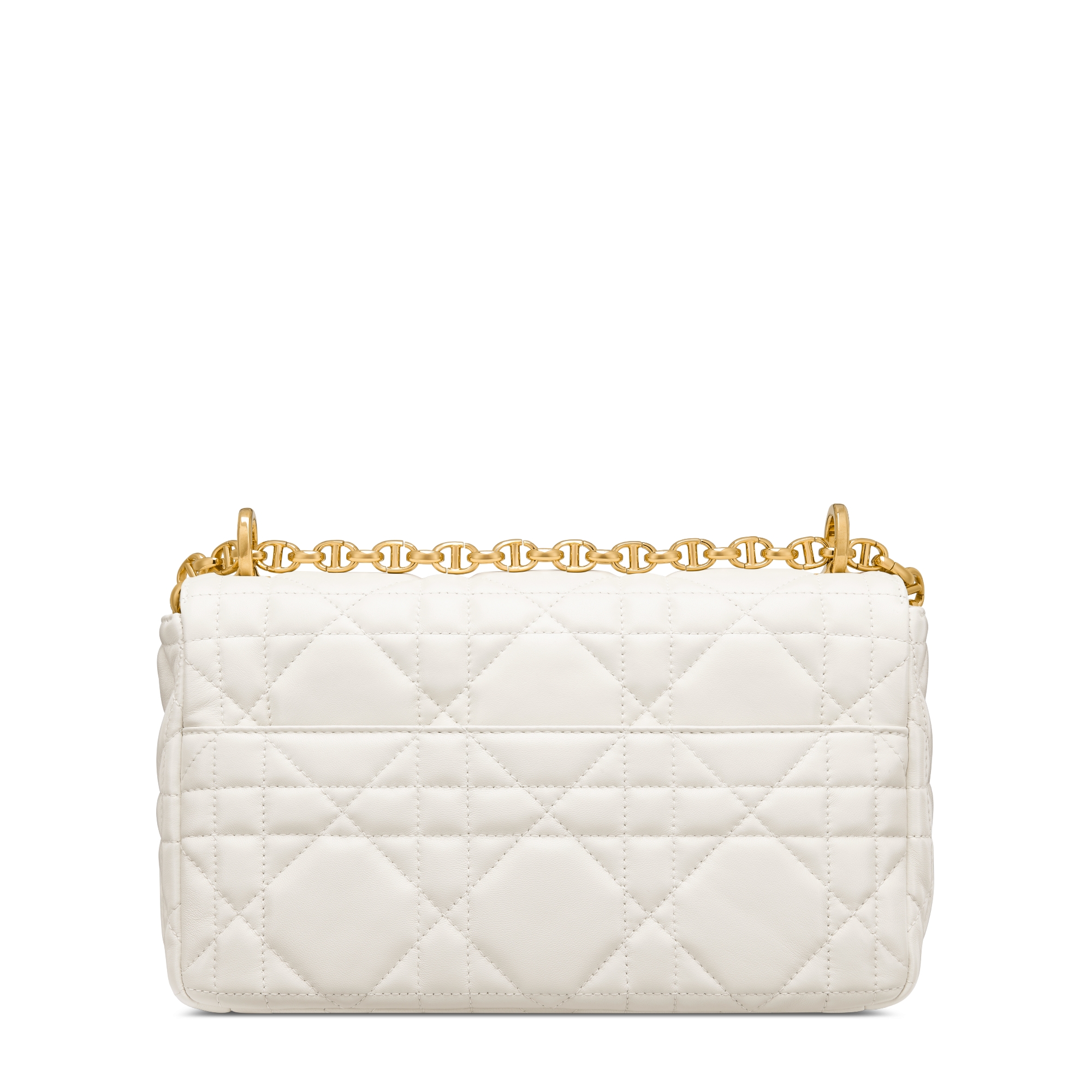 中号 Soft Dior Caro 手袋 奶白色羊皮革超大藤格纹 E08