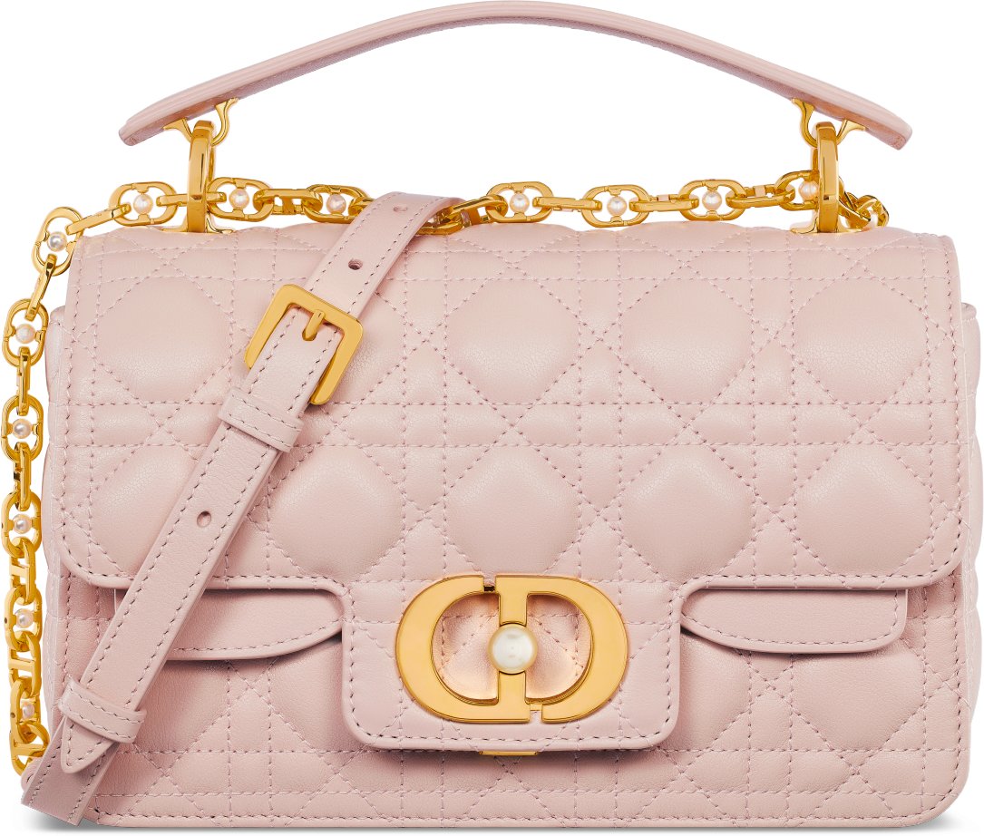 小号 Dior Jolie Top Handle 手袋 胭脂粉色牛皮革藤格纹