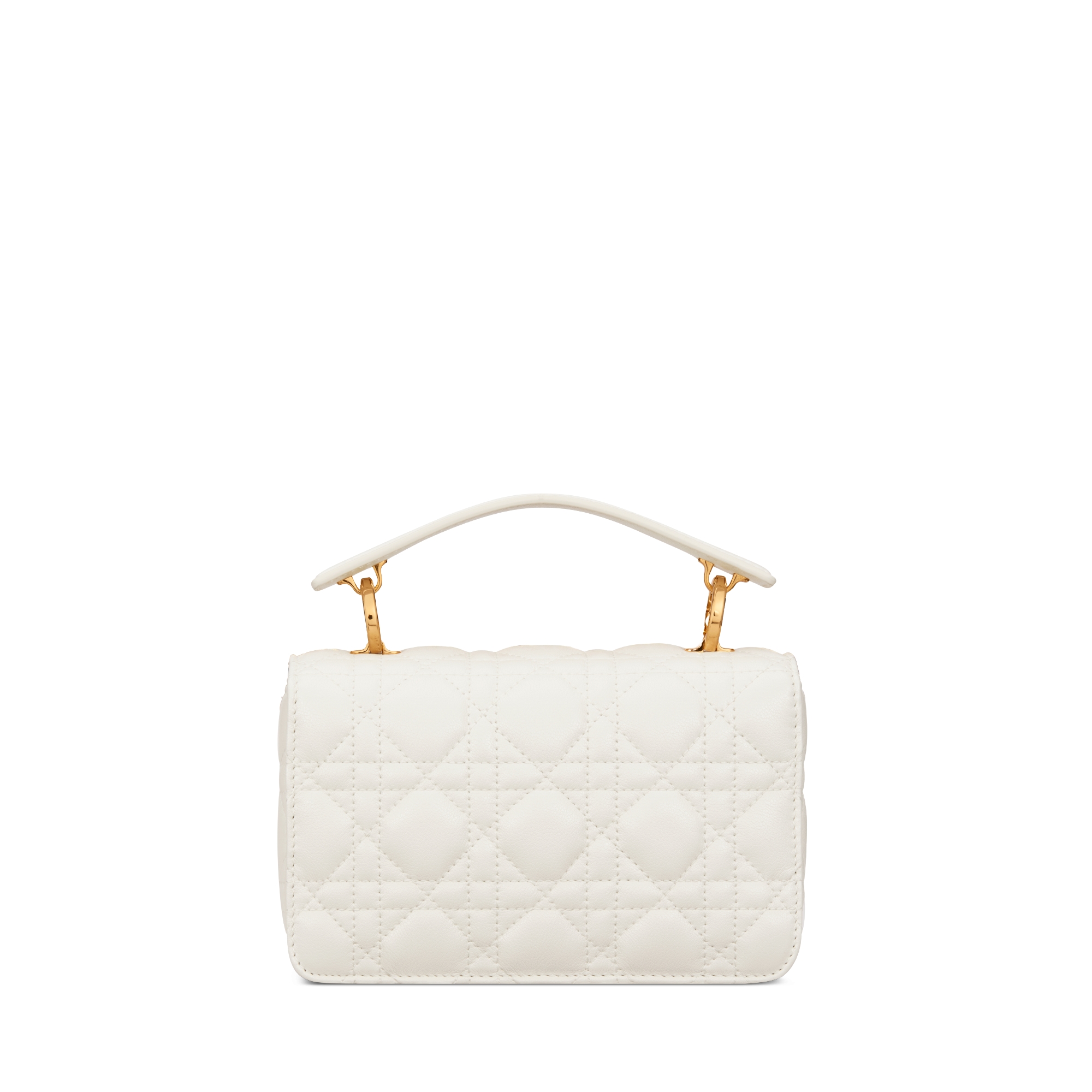 迷你 Dior Jolie Top Handle 手袋 奶白色牛皮革藤格纹 E08