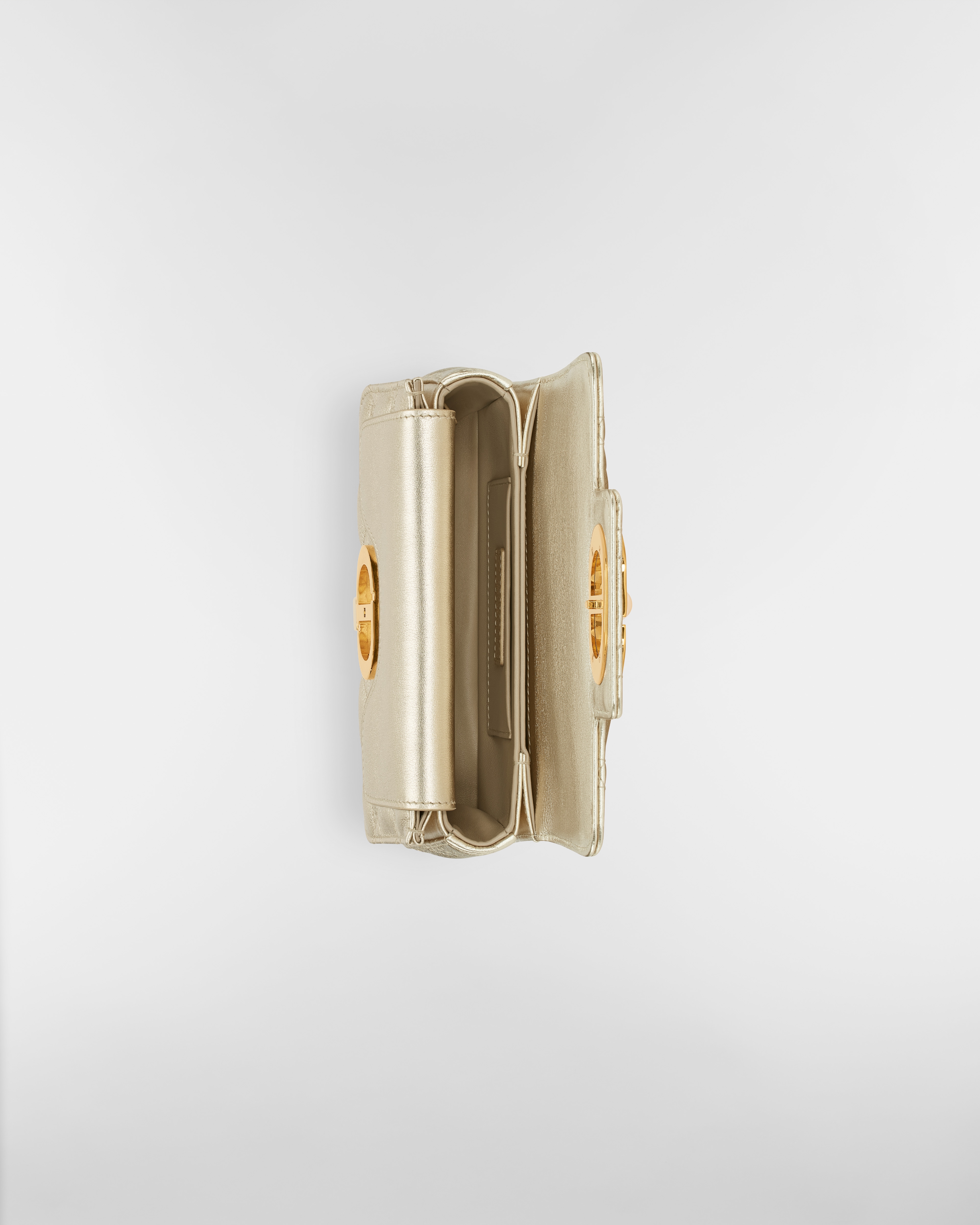 迷你 Dior Jolie Top Handle 手袋 金色调金属光泽牛皮革藤格纹 E06