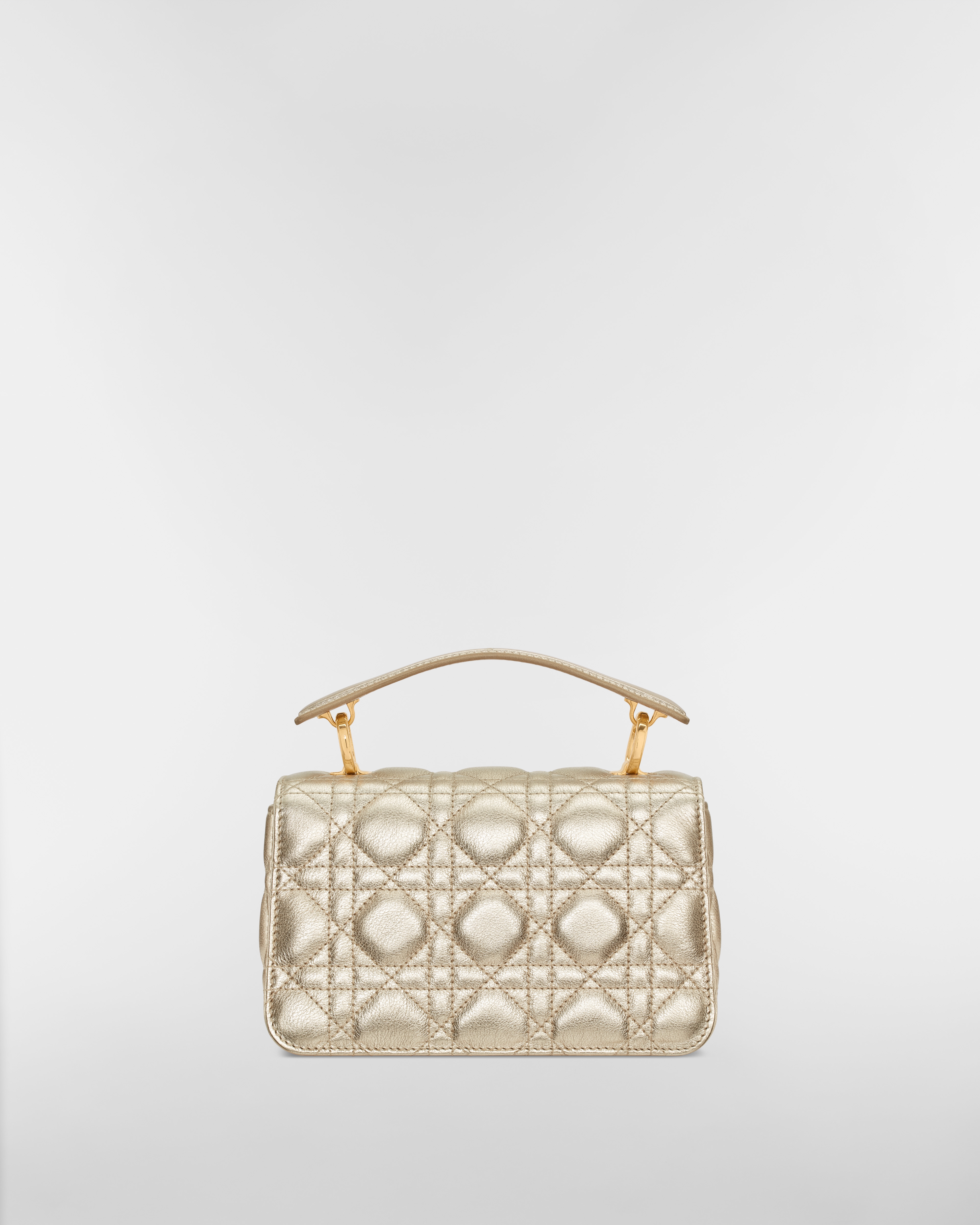 迷你 Dior Jolie Top Handle 手袋 金色调金属光泽牛皮革藤格纹 E08