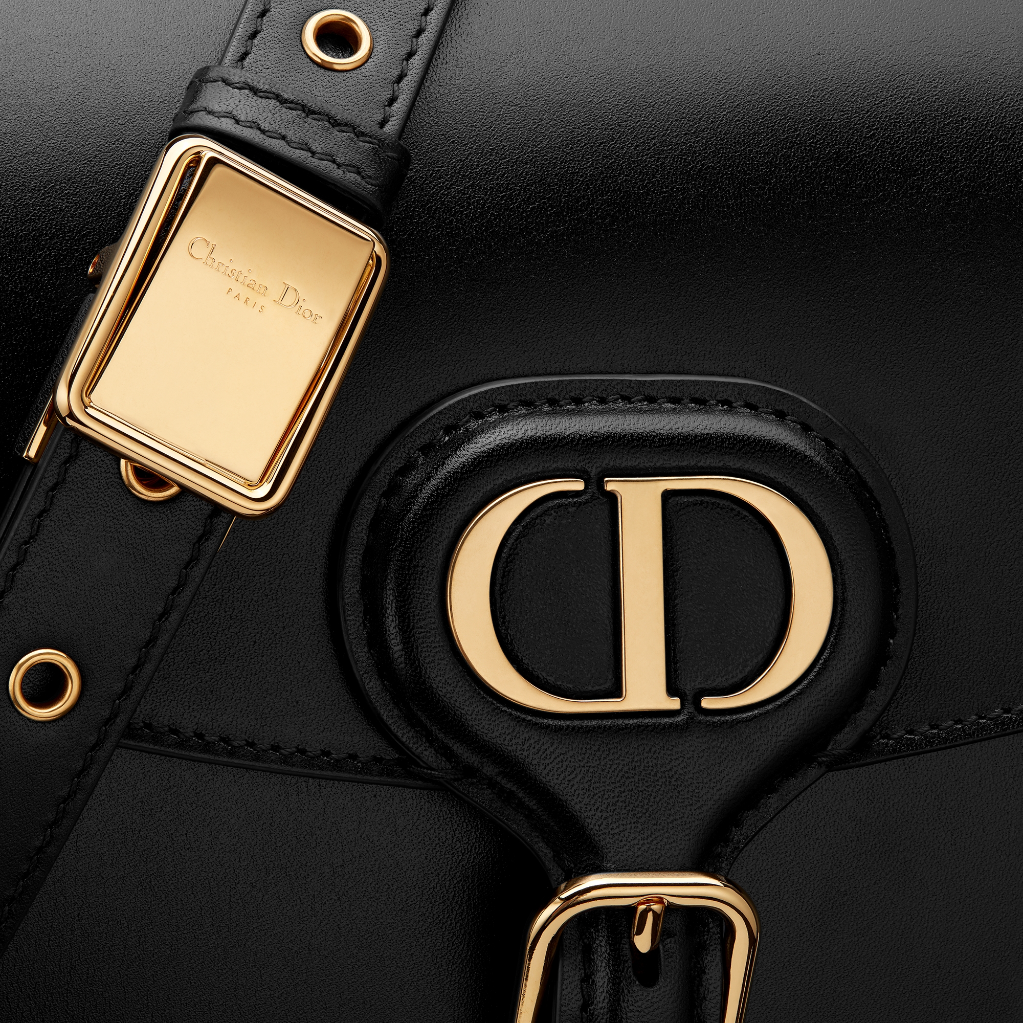 中号 Dior Bobby 手袋 黑色光面牛皮革 E09