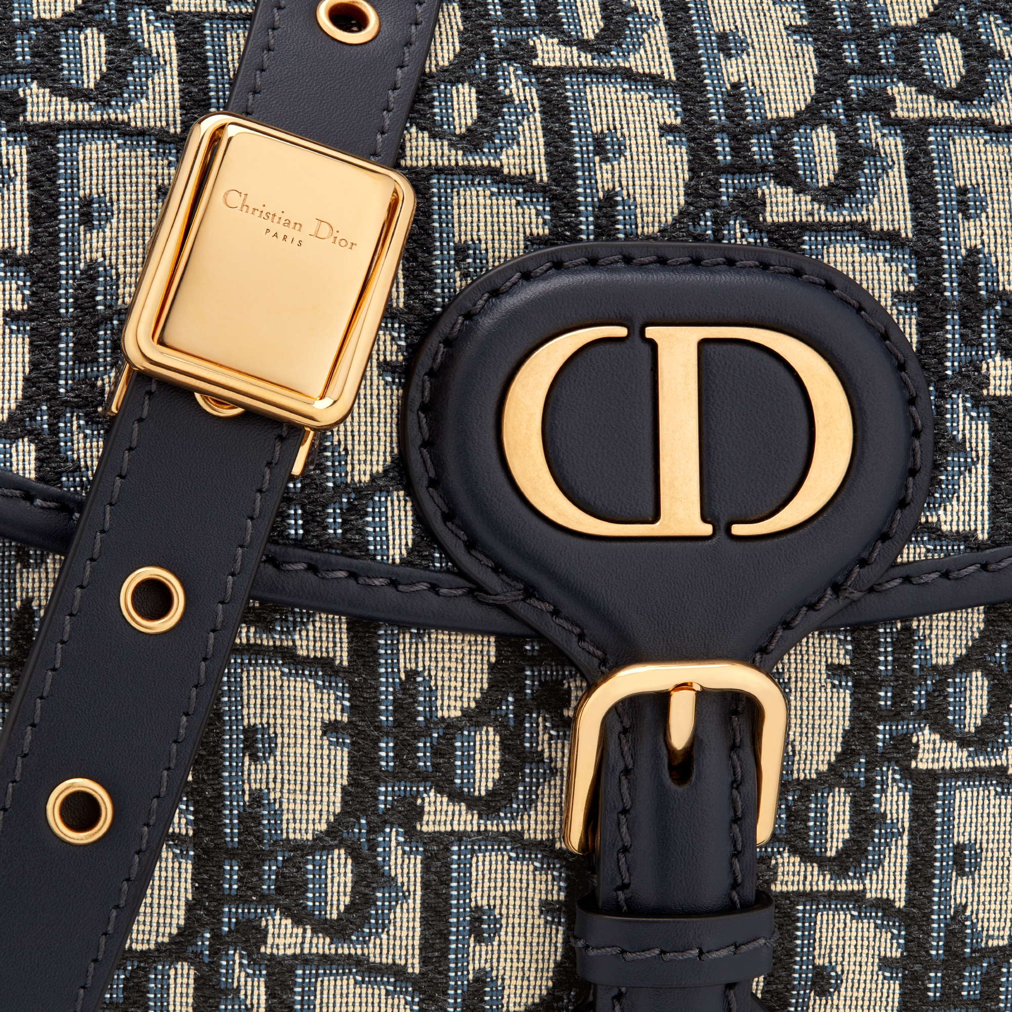 中号 Dior Bobby 手袋 蓝色 Oblique 印花面料 E09