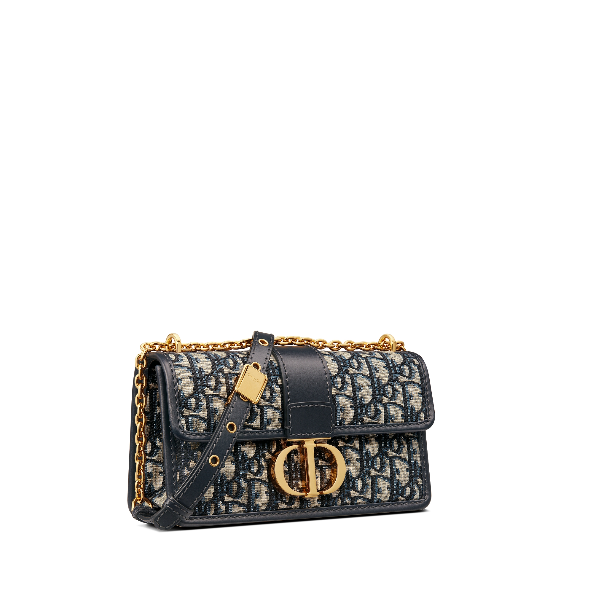 30 Montaigne East-West 链条手袋 蓝色 Oblique 印花面料 E03