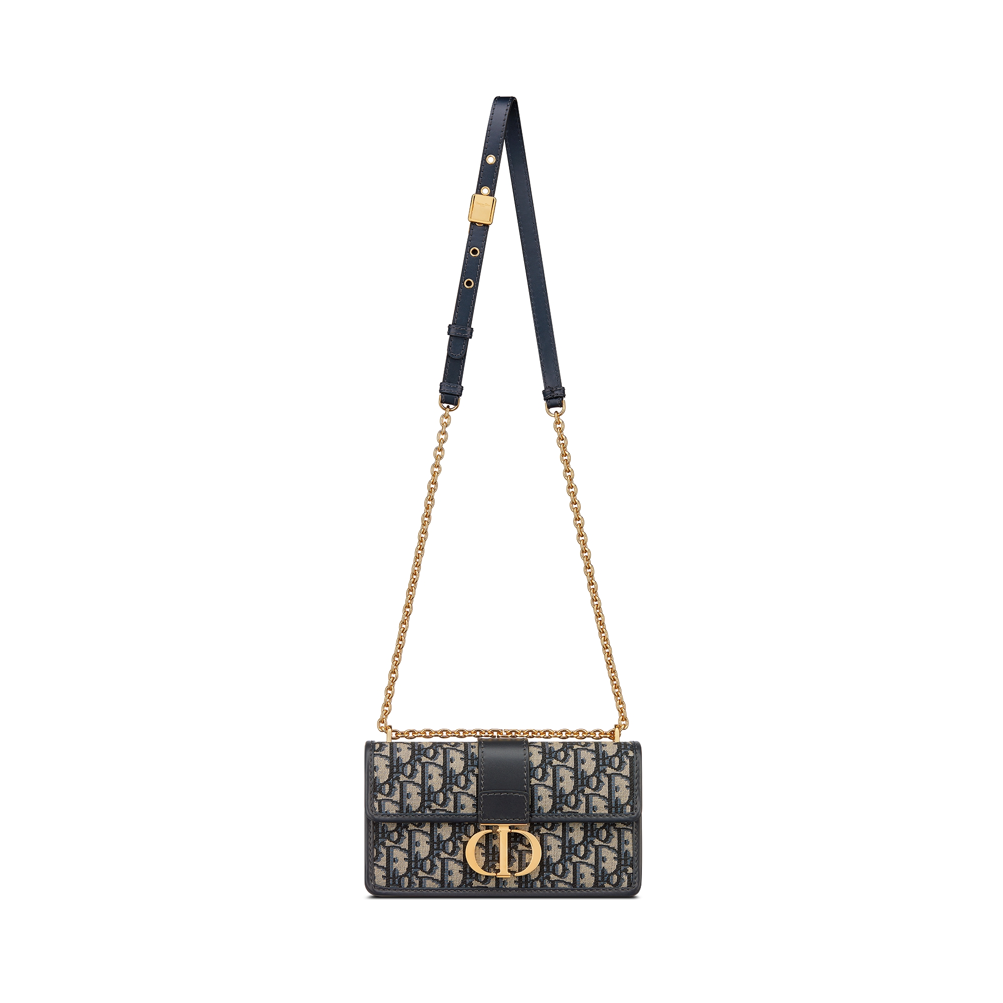 30 Montaigne East-West 链条手袋 蓝色 Oblique 印花面料 E07