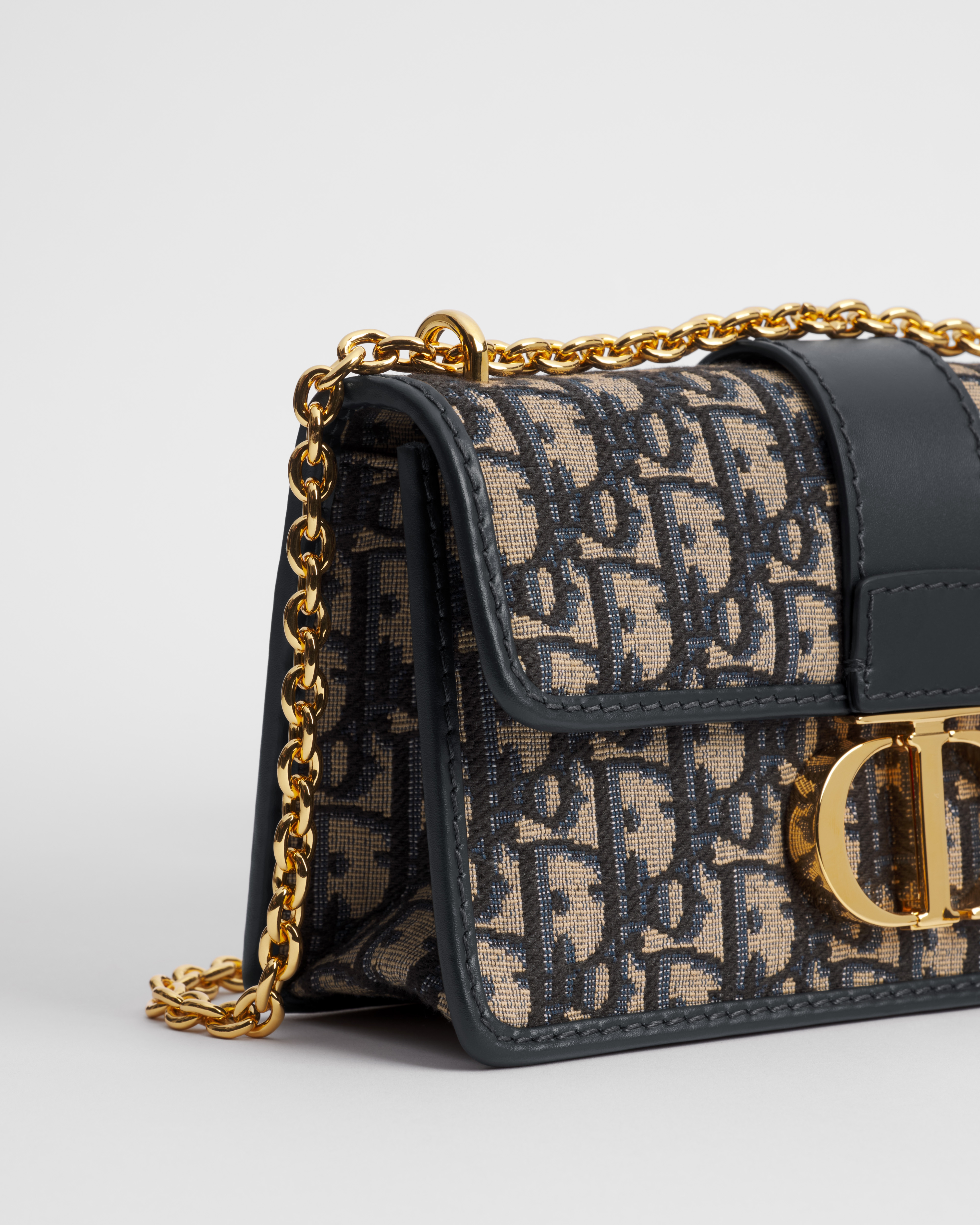 30 Montaigne East-West 链条手袋 蓝色 Oblique 印花面料 E10