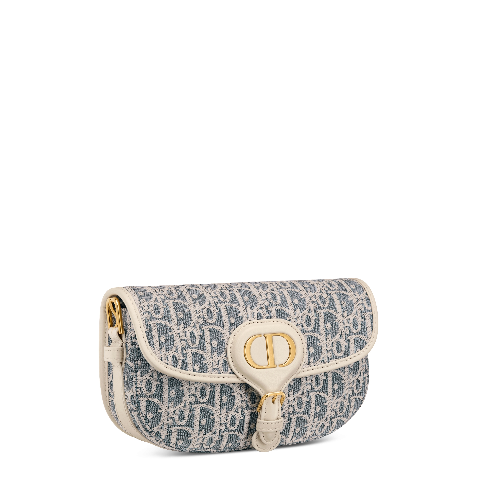 Dior Bobby East-West 手袋 蓝色酒椰草效果格纹布 Oblique 印花和浅饼干色光滑牛皮革 E03