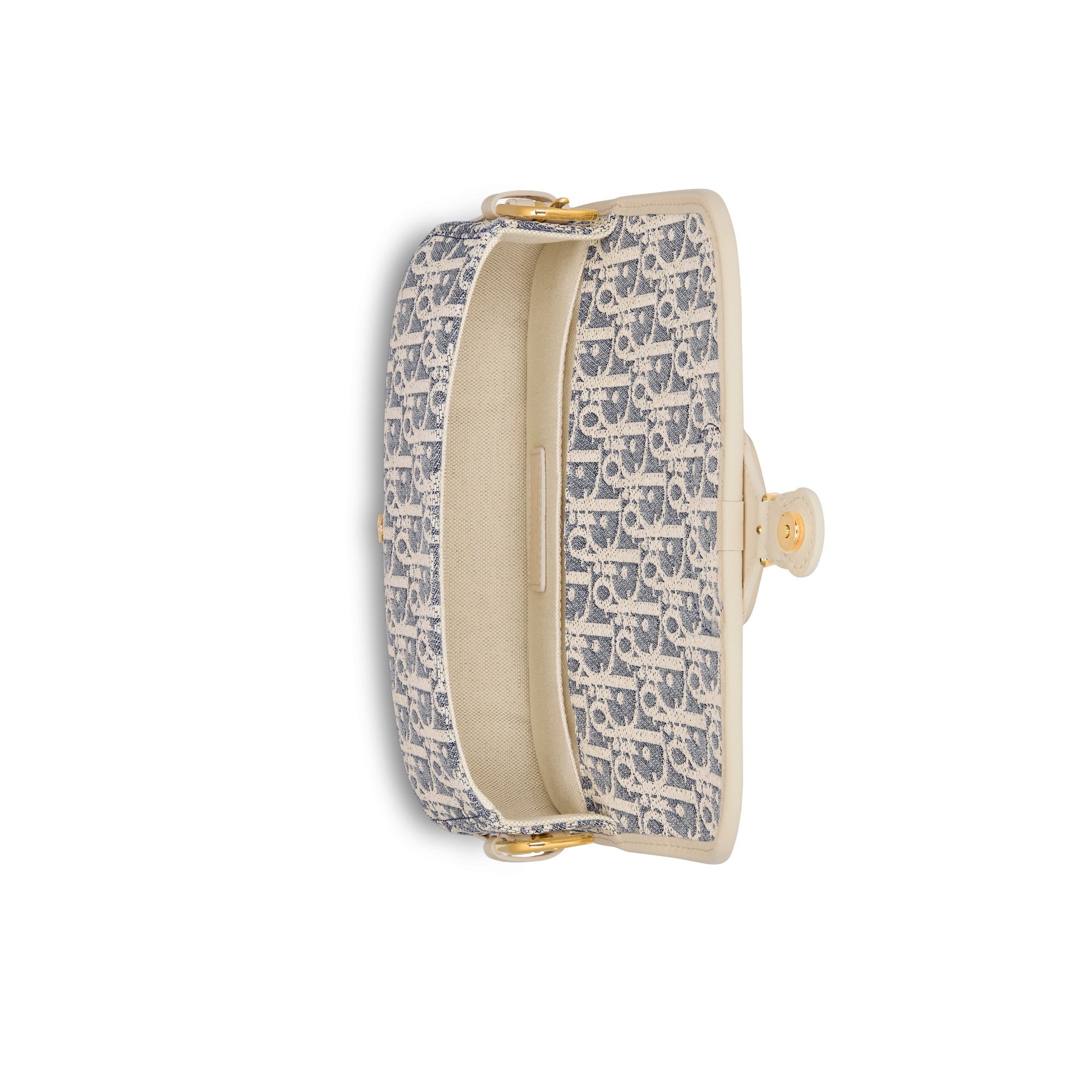 Dior Bobby East-West 手袋 蓝色酒椰草效果格纹布 Oblique 印花和浅饼干色光滑牛皮革 E06