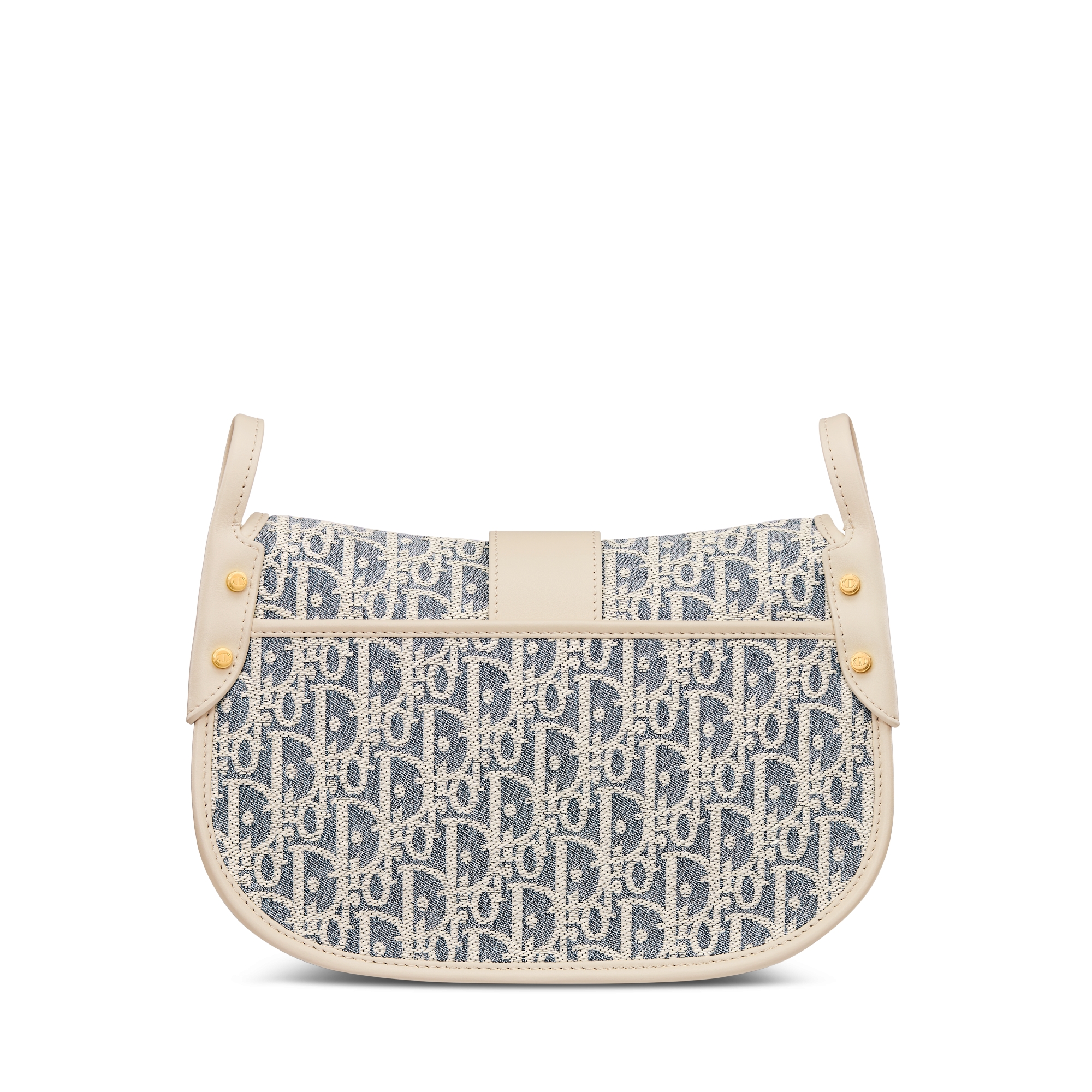 中号 30 Montaigne 学院包 蓝色酒椰草效果格纹布 Oblique 印花和浅饼干色光滑牛皮革 E08