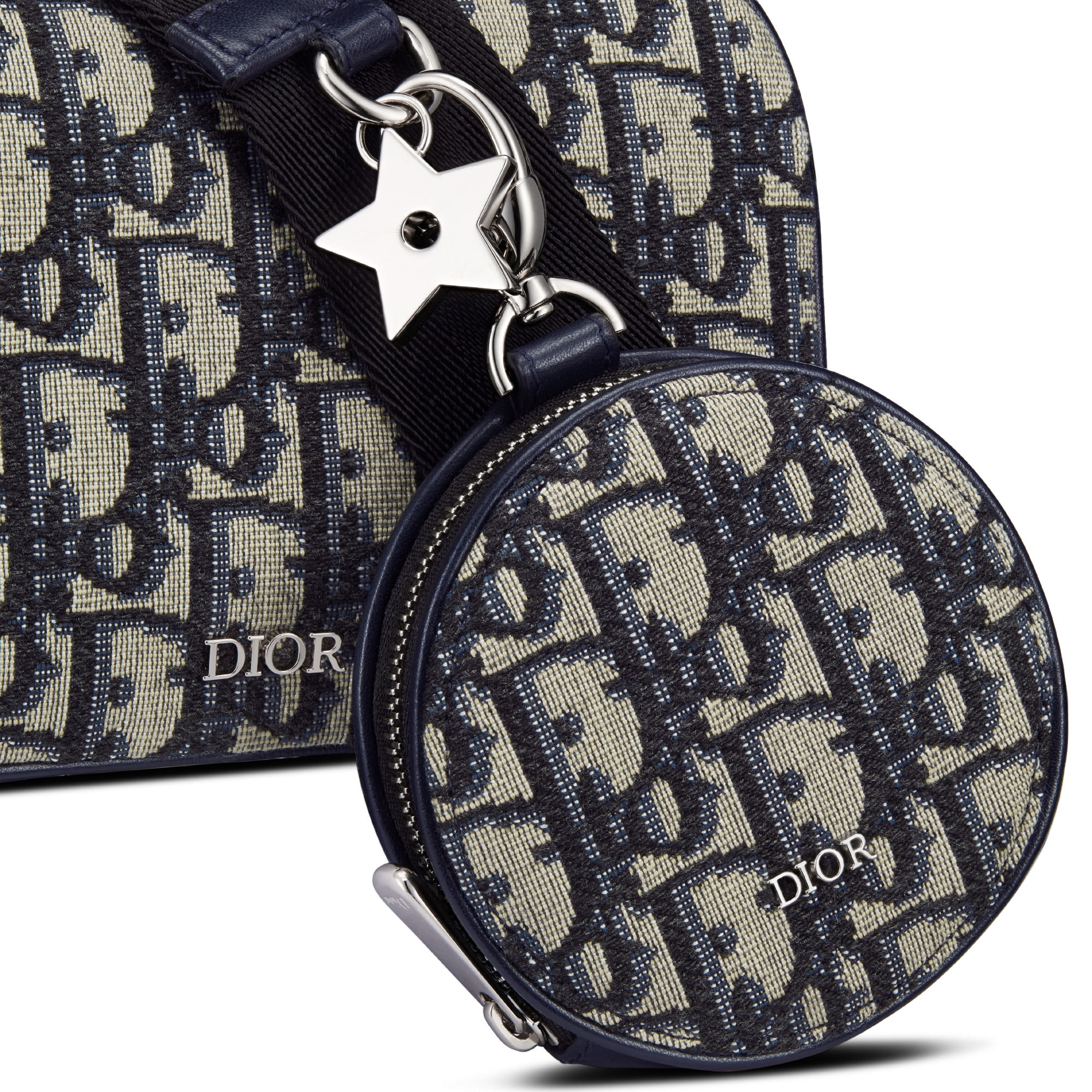 小号儿童多功能手袋 米色和黑色 Oblique 印花面料 E10