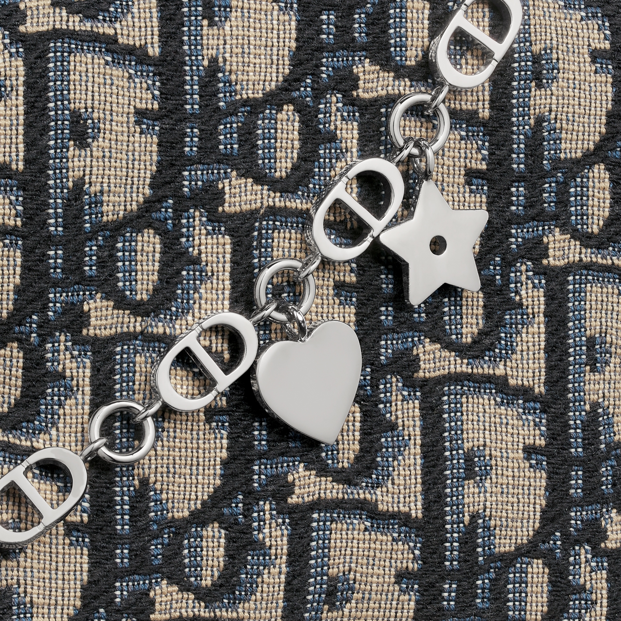 儿童迷你星星造型手袋 米色和蓝色 Oblique 印花面料 E09