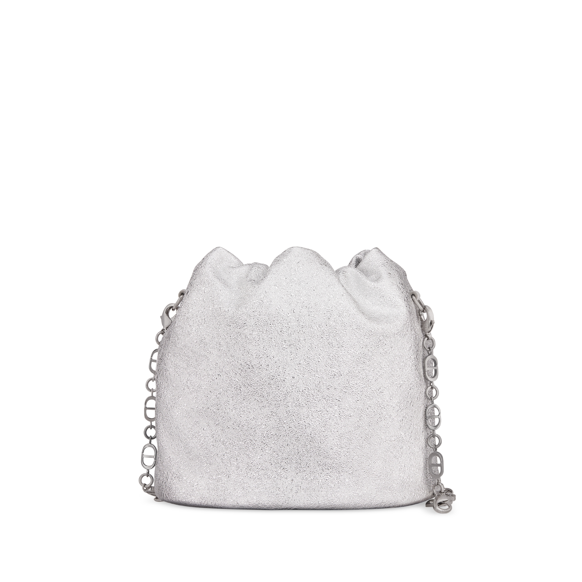 儿童小手袋 银色调金属光泽羊皮革 E08