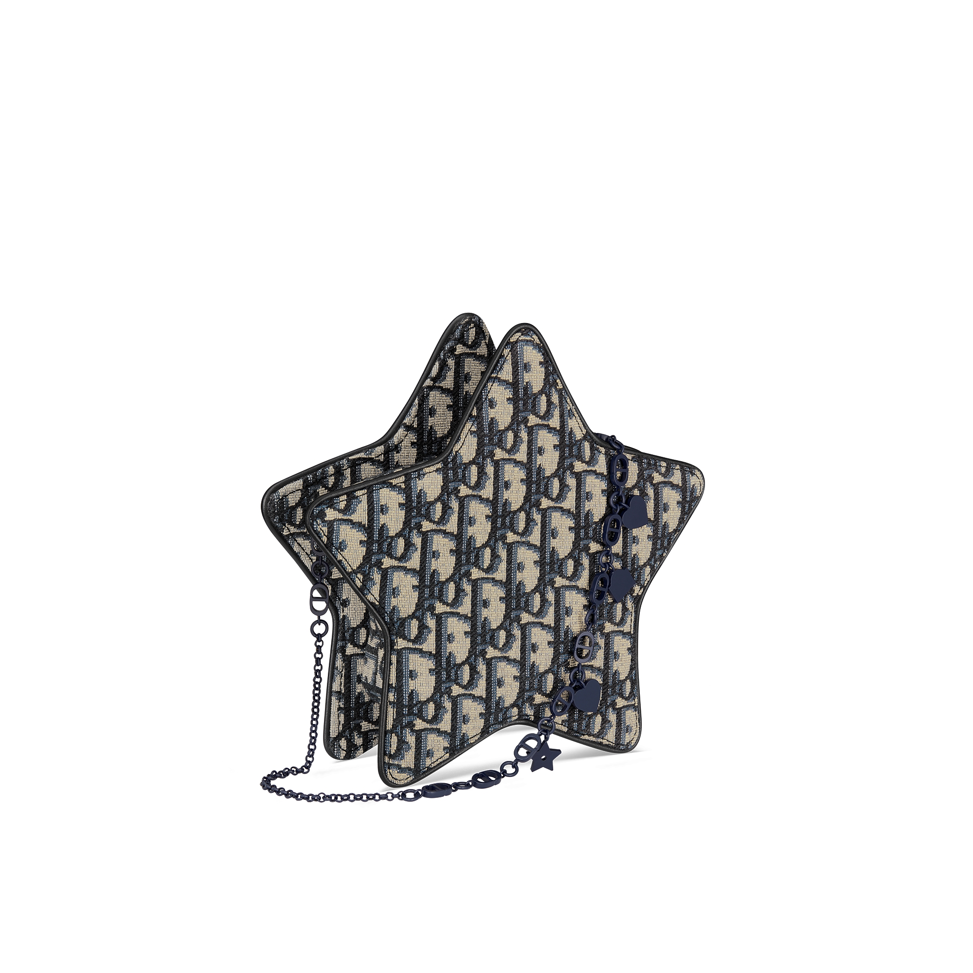 儿童星星造型手袋 米色和蓝色 Oblique 印花提花面料 E03