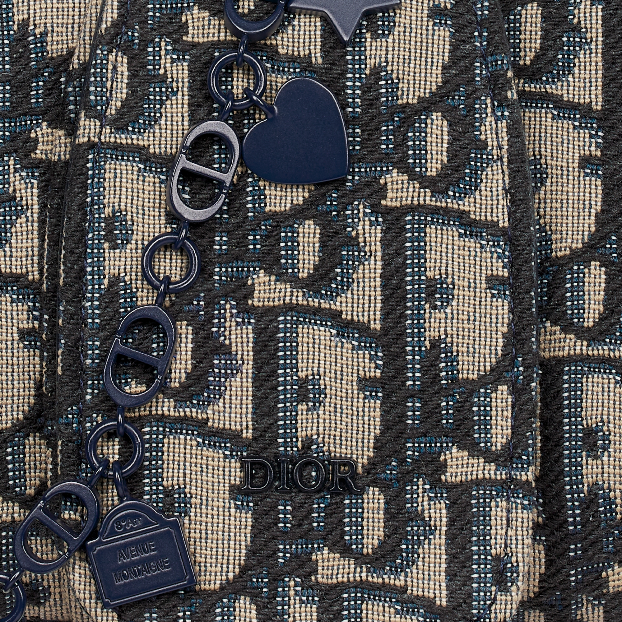 儿童蝴蝶结造型手袋 米色和蓝色 Oblique 印花提花面料 E09